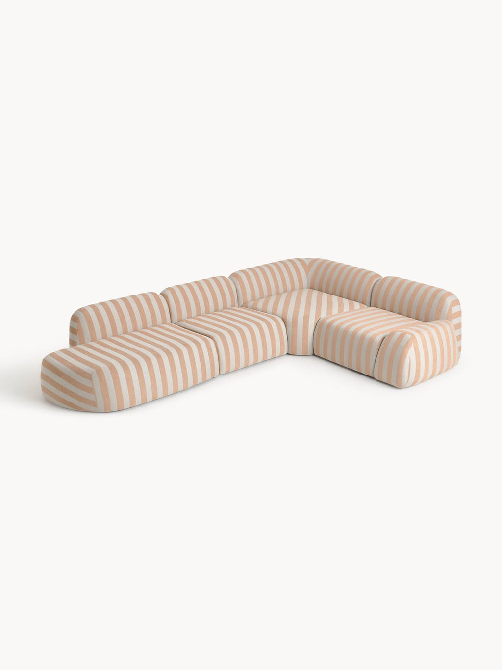 Wolke Modular Striped XL Corner Sofa with Chaise Longue — Beige