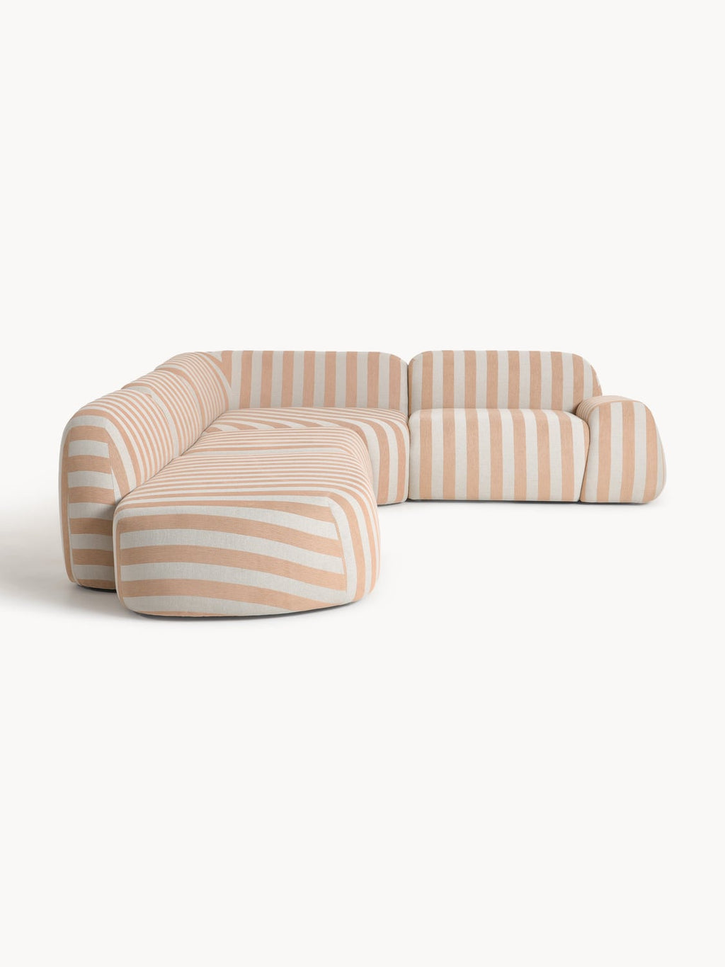 Wolke Modular Striped XL Corner Sofa with Chaise Longue — Beige