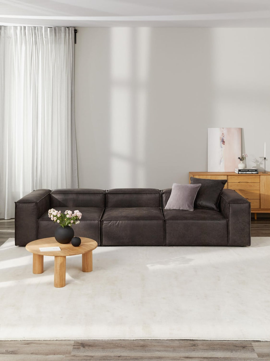 Lennon Modular Sofa (4-seater) in Leather — Green