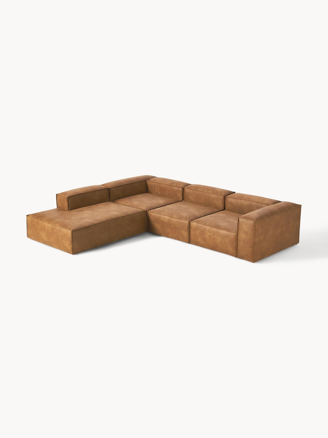 Lennon Modular XL Corner Sofa (4-seater) in Leather — Terracotta
