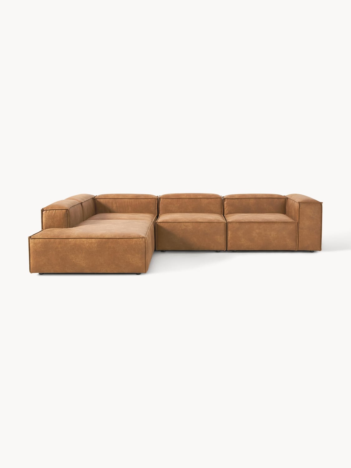 Lennon Modular XL Corner Sofa (4-seater) in Leather — Terracotta