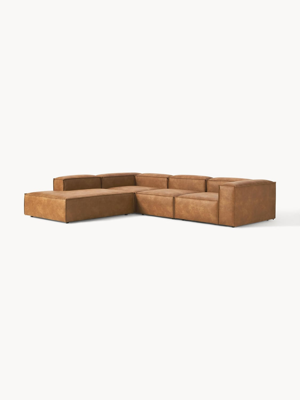 Lennon Modular XL Corner Sofa (4-seater) in Leather — Terracotta