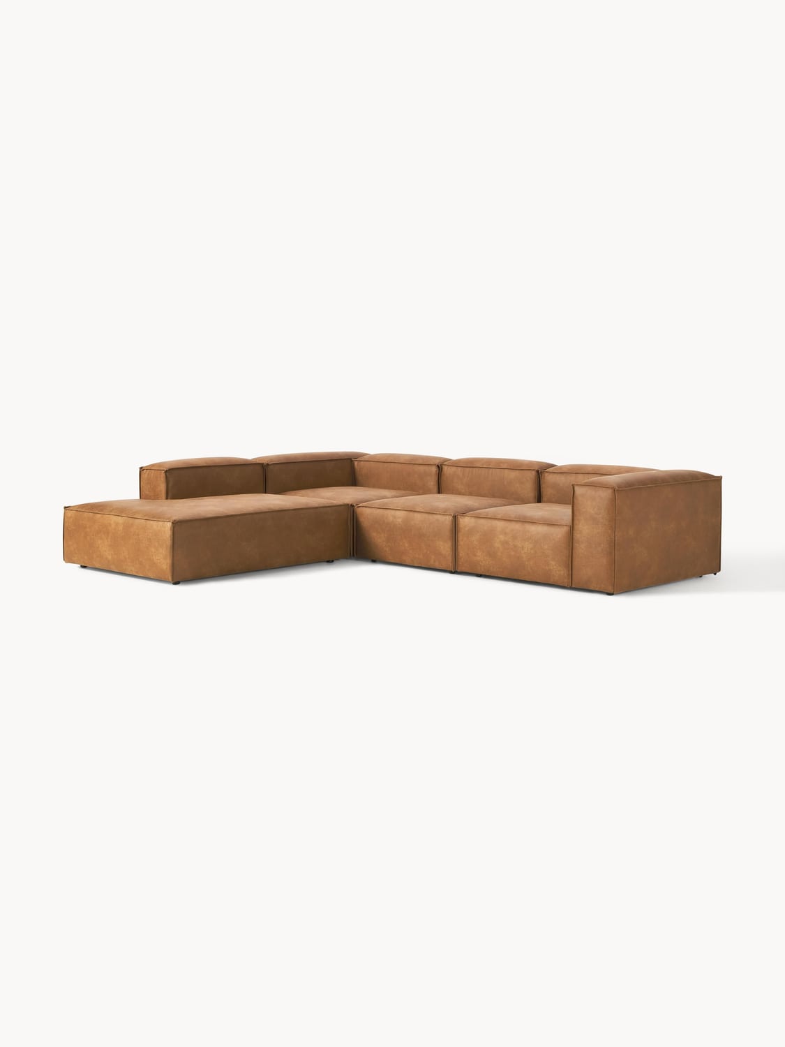Lennon Modular XL Corner Sofa (4-seater) in Leather — Terracotta
