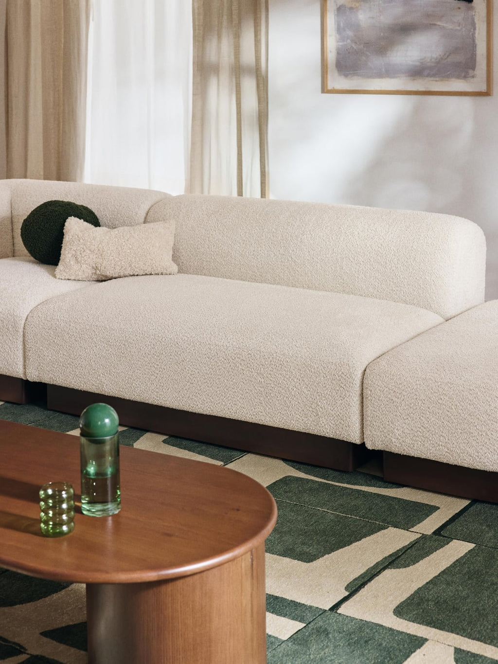 Natalie Sofa (2-seater) in Teddy Bouclé — Light Grey