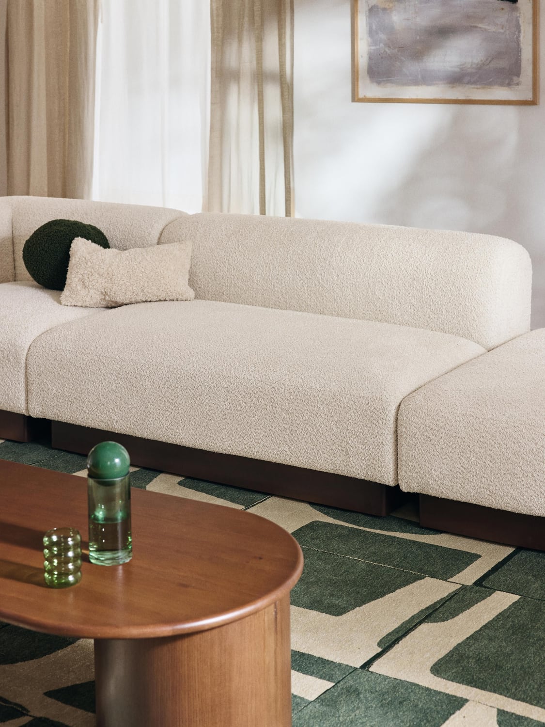 Natalie Sofa (2-seater) in Teddy Bouclé — Light Grey
