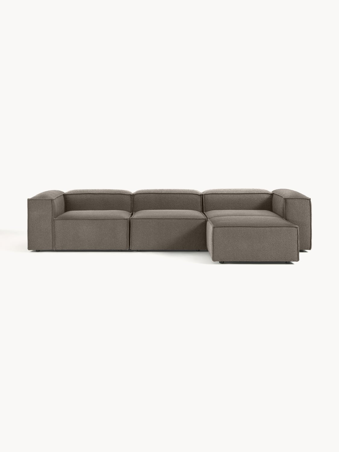Lennon Modular Sofa (4-seater) in Bouclé with Ottoman (left/right) — Dark Grey