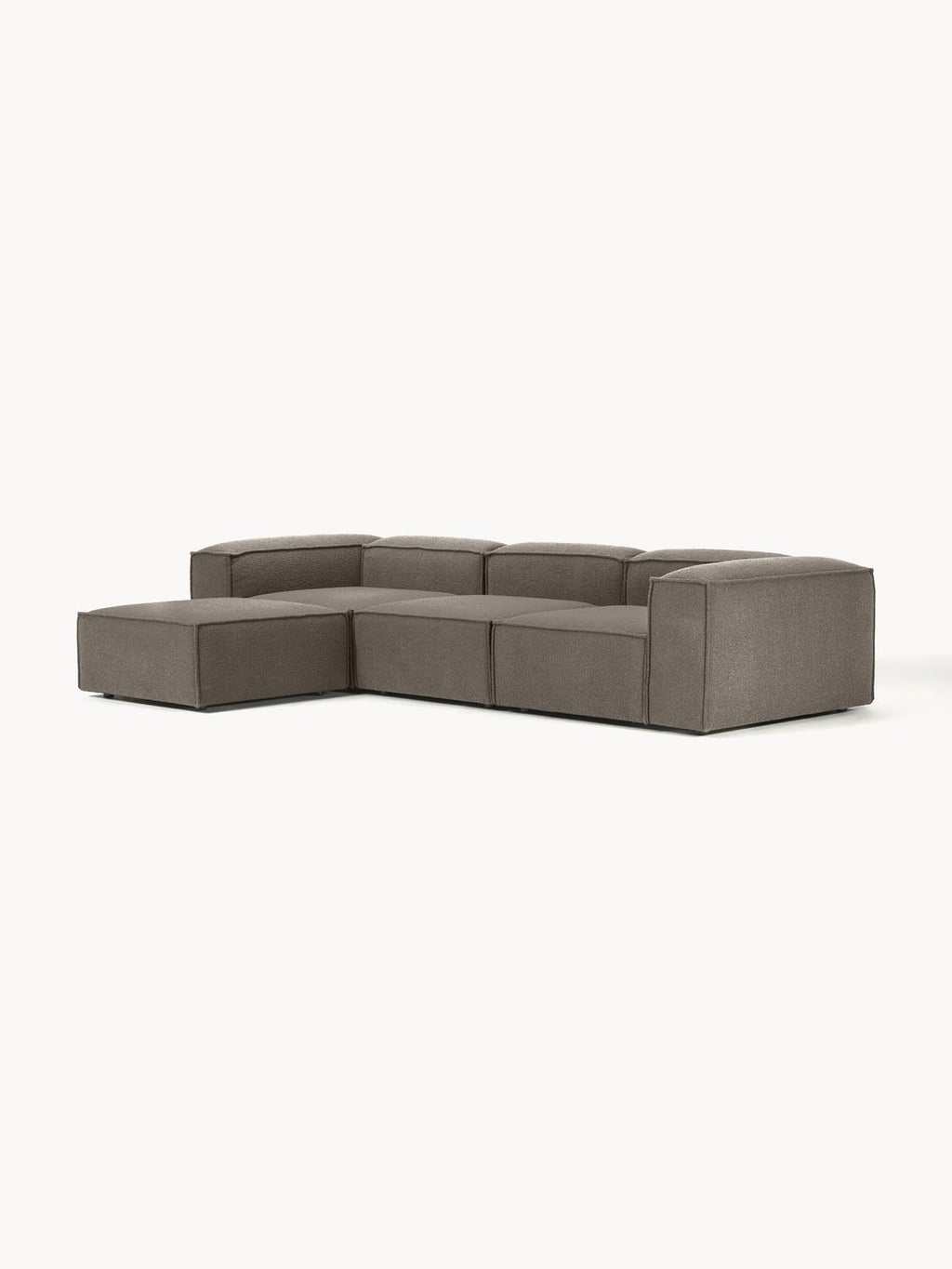 Lennon Modular Sofa (4-seater) in Bouclé with Ottoman (left/right) — Dark Grey