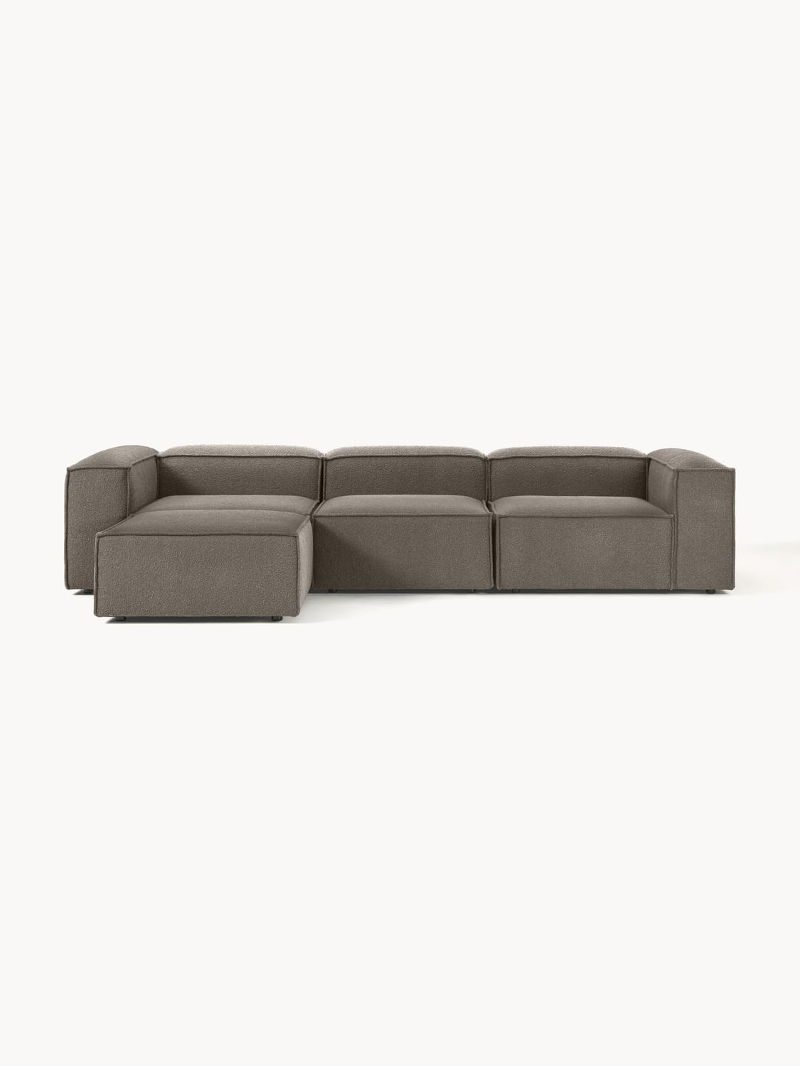 Lennon Modular Sofa (4-seater) in Bouclé with Ottoman (left/right) — Dark Grey