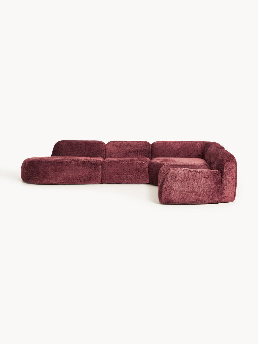 Wolke XL Modular Teddy Bouclé Corner Sofa with Chaise Longue — Chocolate