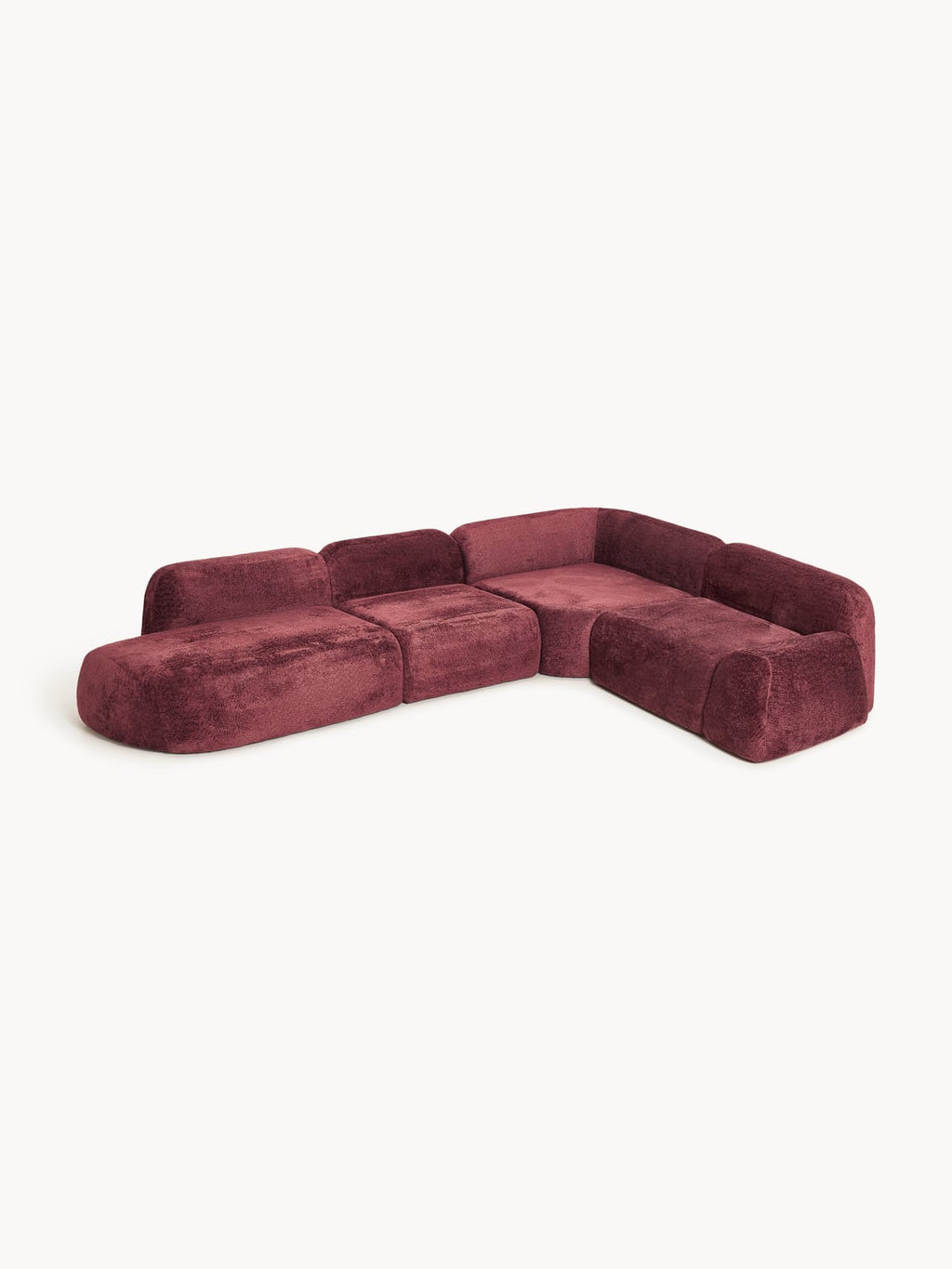 Wolke XL Modular Teddy Bouclé Corner Sofa with Chaise Longue — Chocolate