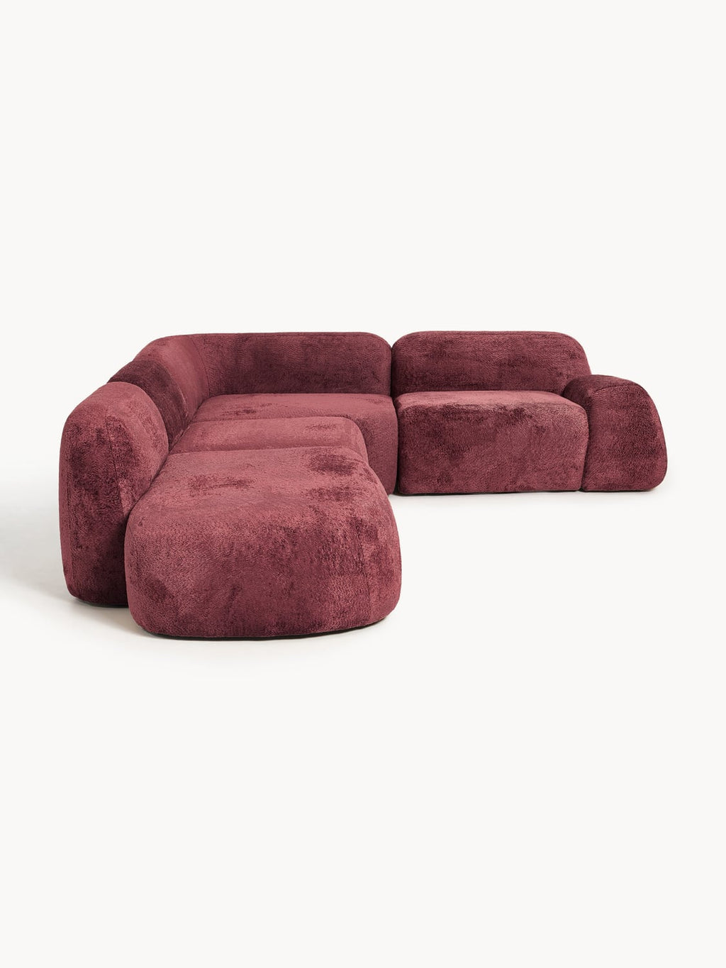 Wolke XL Modular Teddy Bouclé Corner Sofa with Chaise Longue — Chocolate