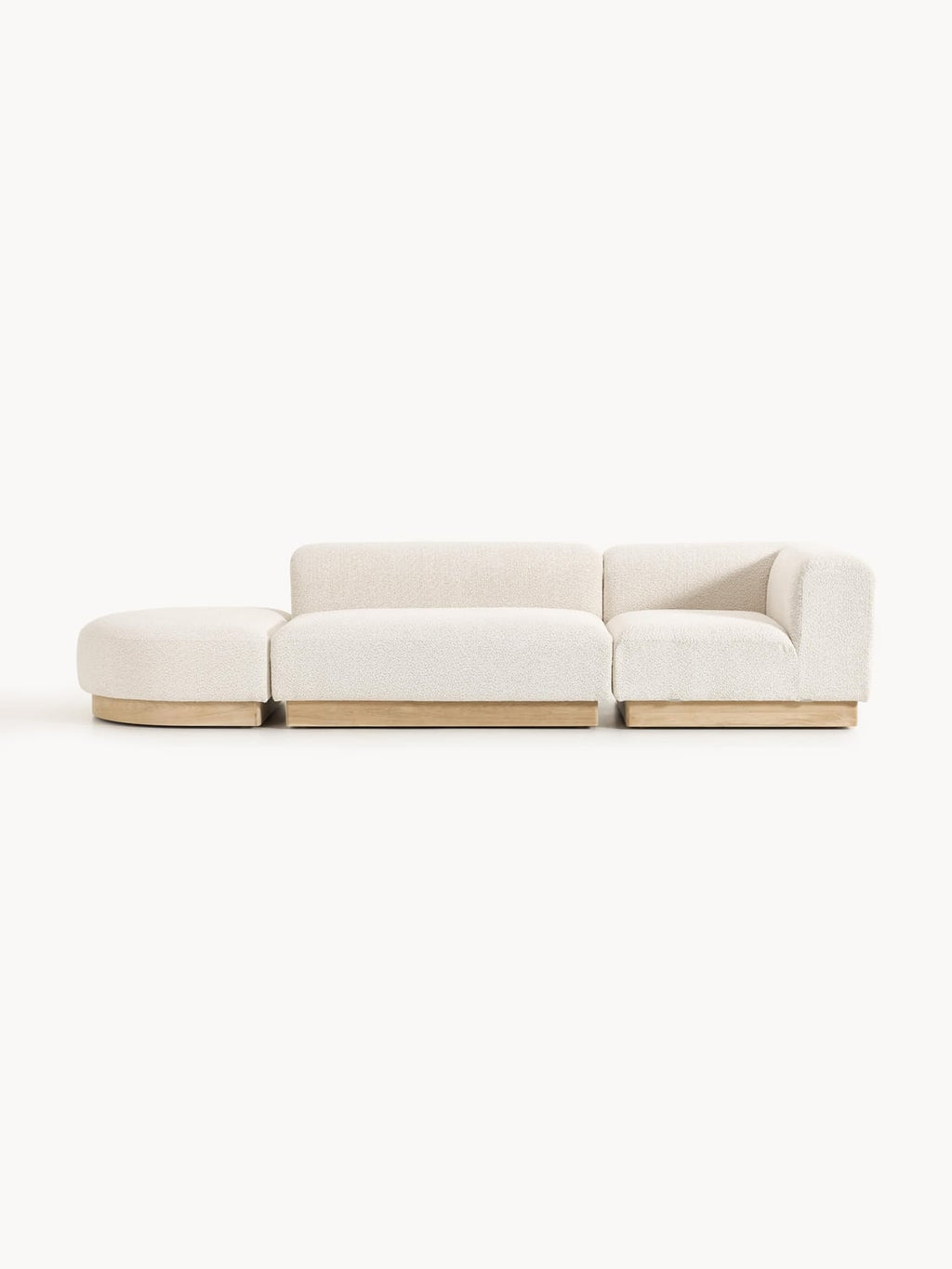 Natalie Modular Ottoman in Teddy Bouclé with Ottoman (left/right) — Off-White