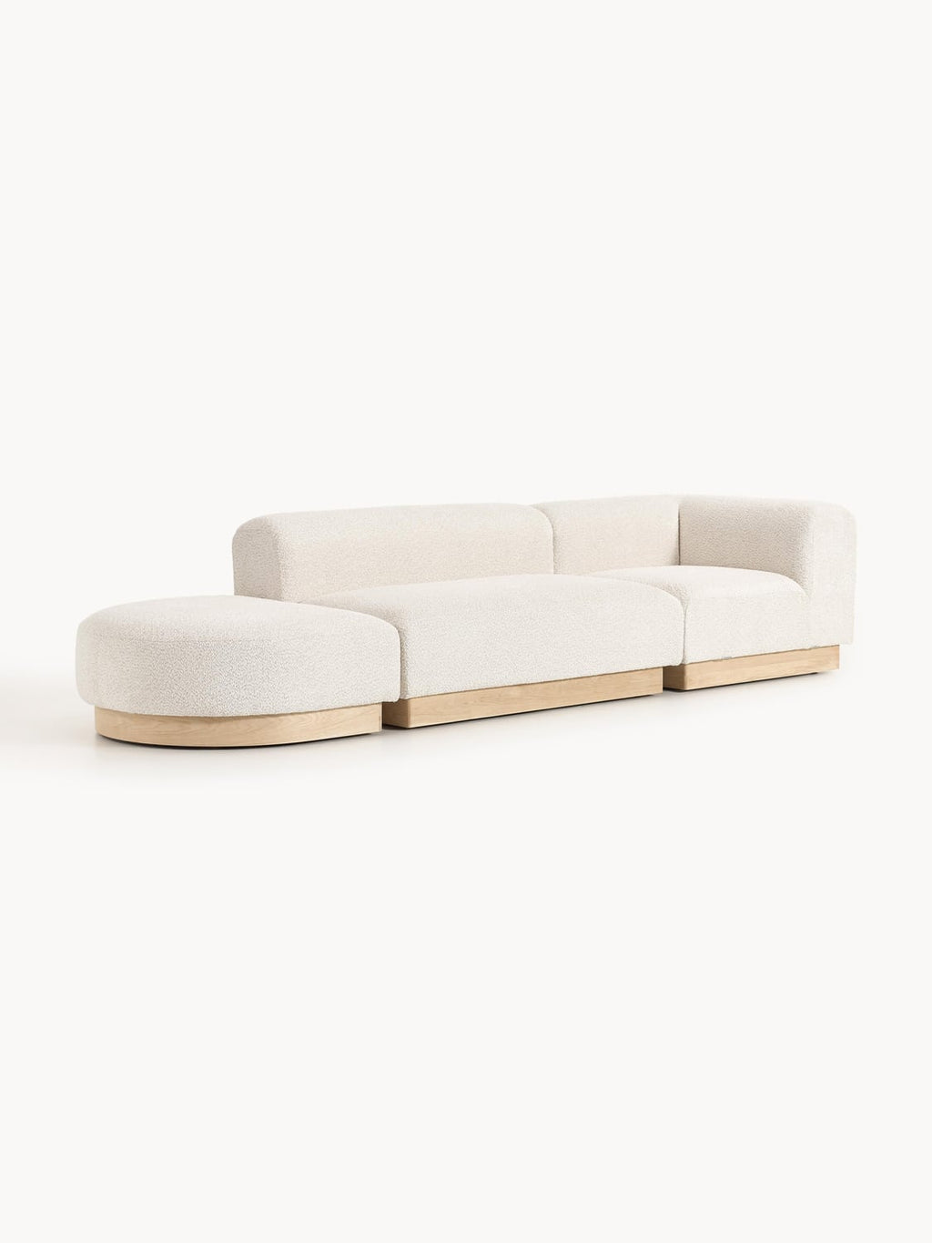 Natalie Modular Ottoman in Teddy Bouclé with Ottoman (left/right) — Off-White