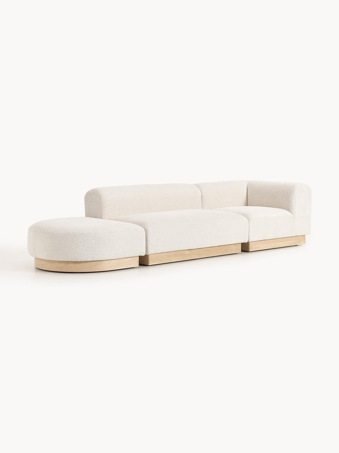 Natalie Modular Ottoman in Teddy Bouclé with Ottoman (left/right) — Off-White