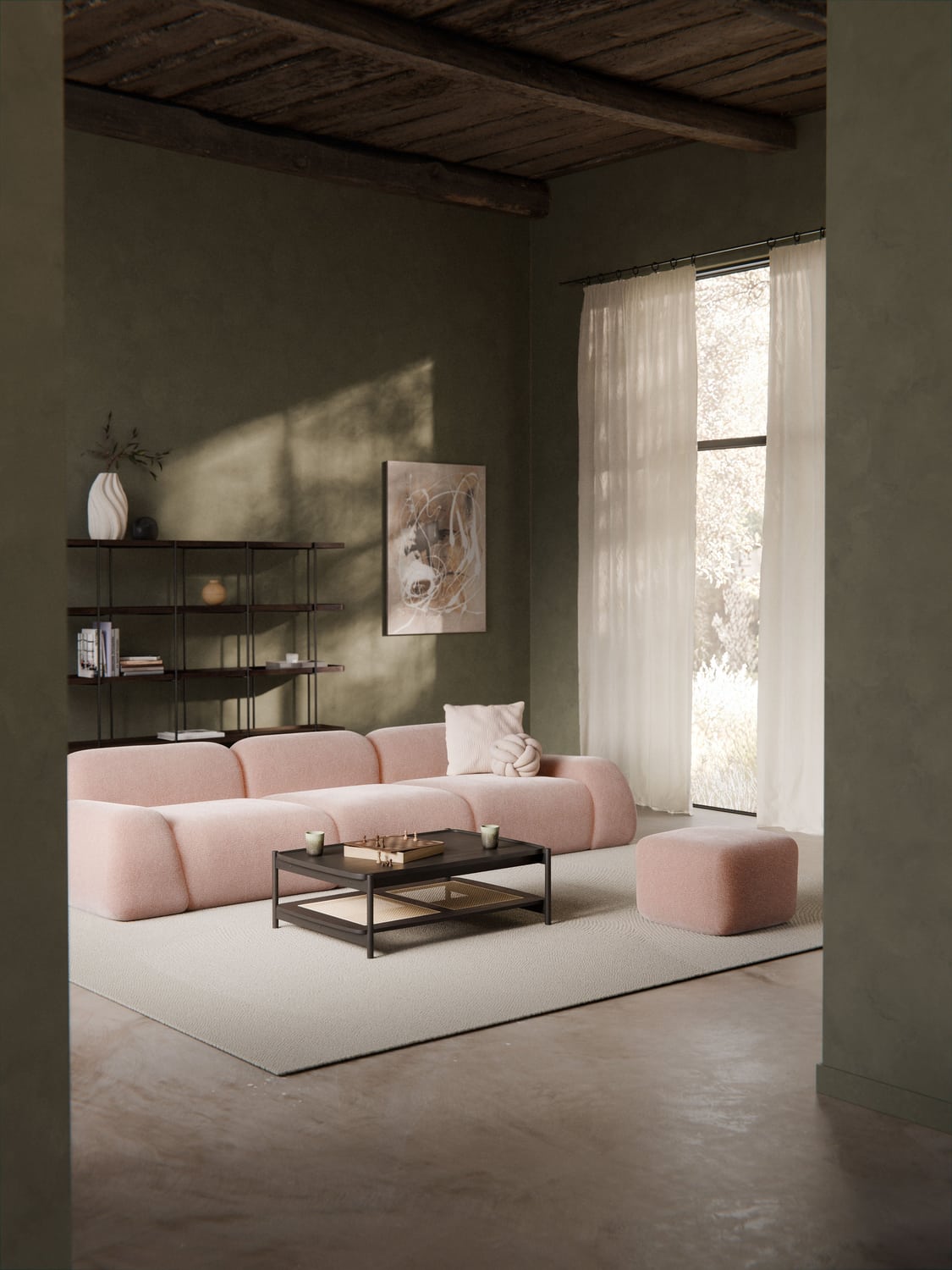 Wolke Modular Sofa (4-seater) — Olive