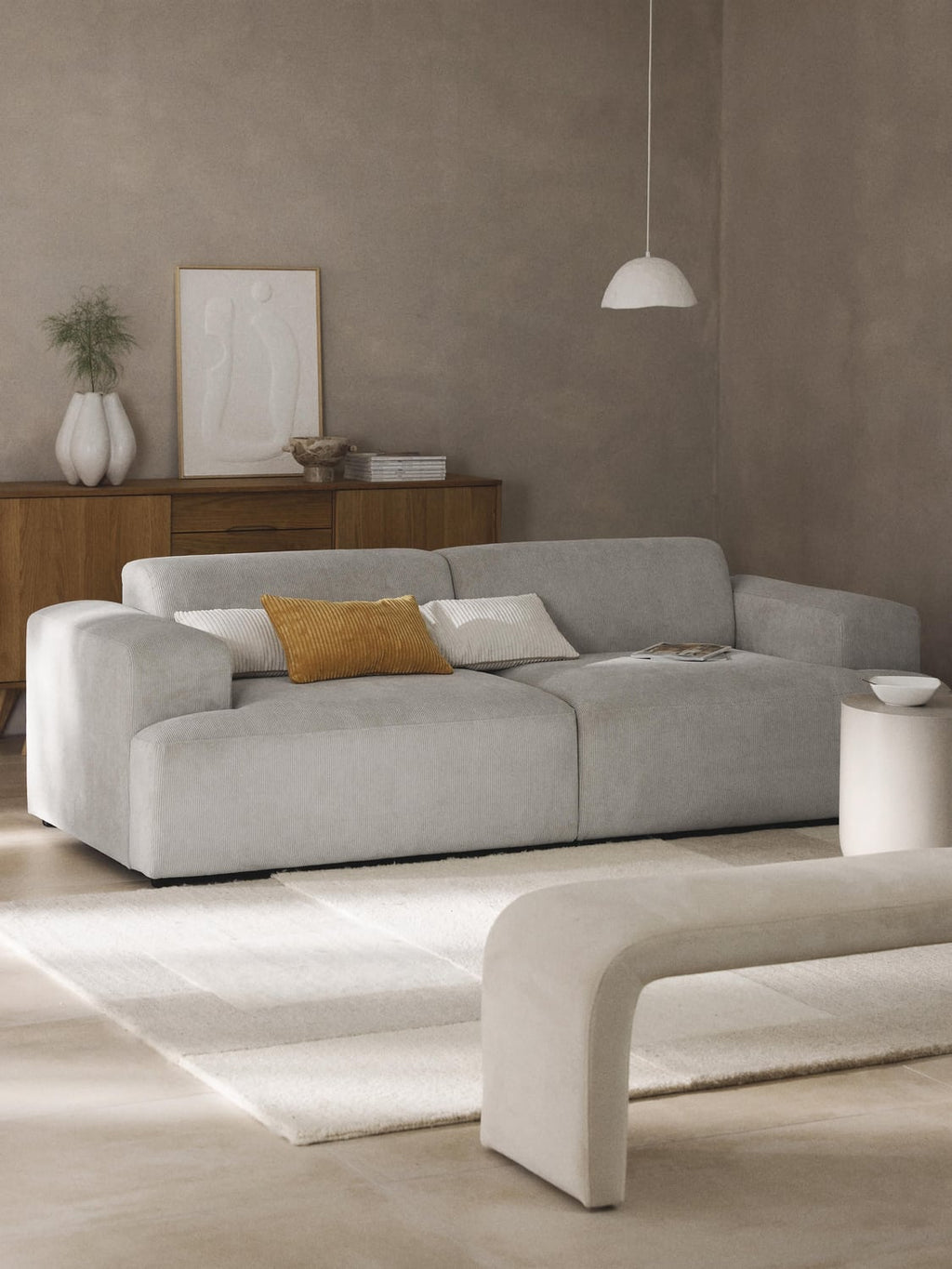 Melva Corduroy-Sofa (3-seater) — Grey