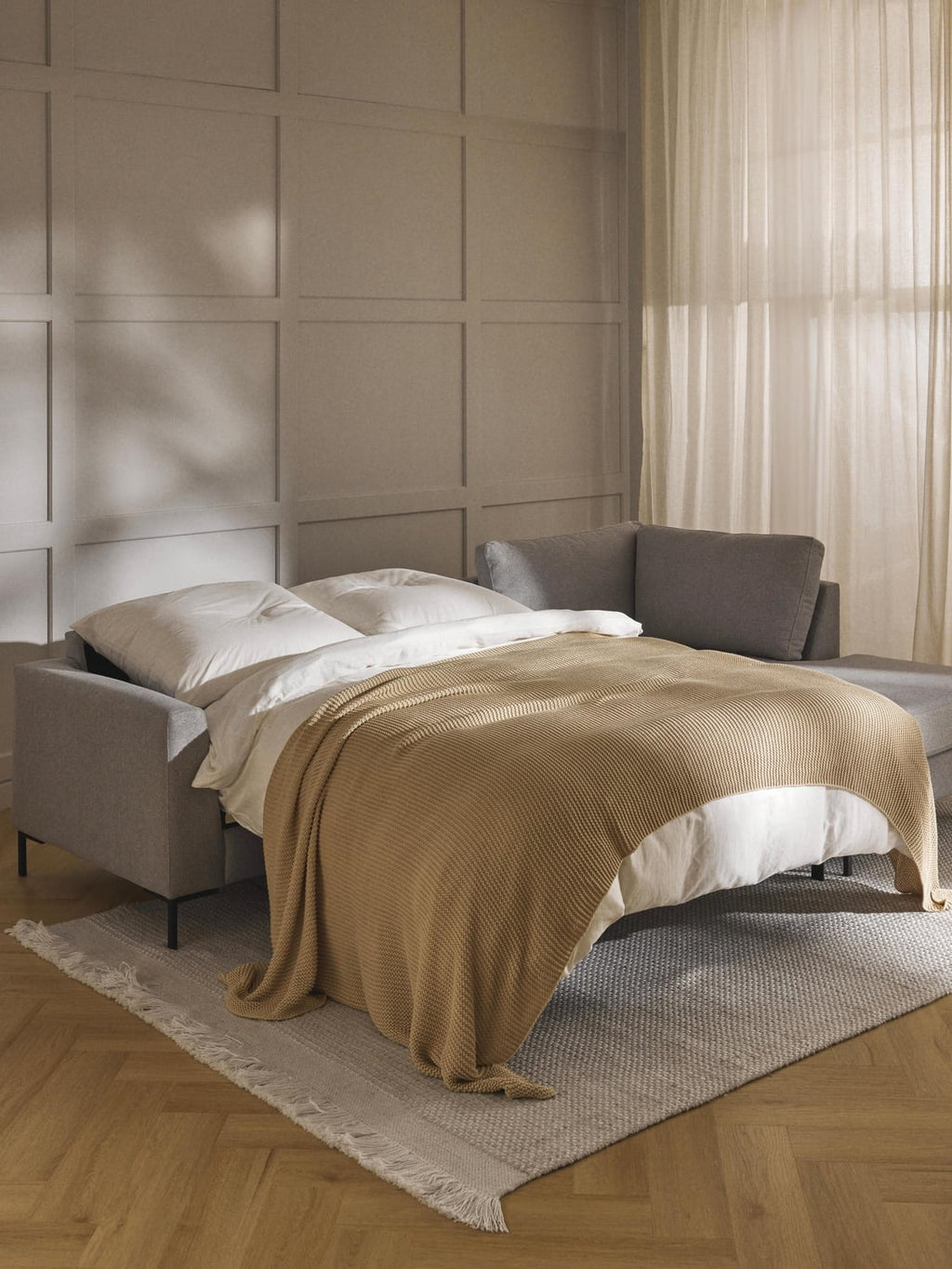 Luna Sofa Bed with Mattress, 3-seater — Grey