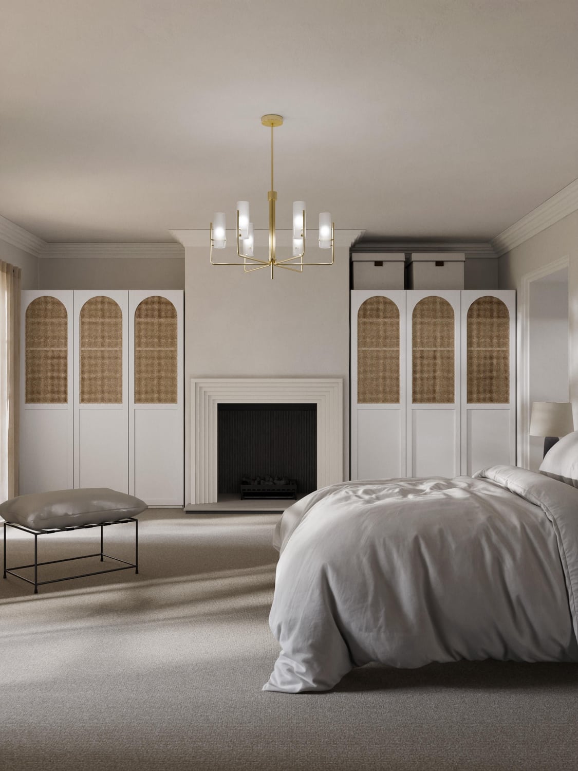 Jeanne Modular Hinged-Door Wardrobe, 50 cm Width, in various sizes — Light Grey
