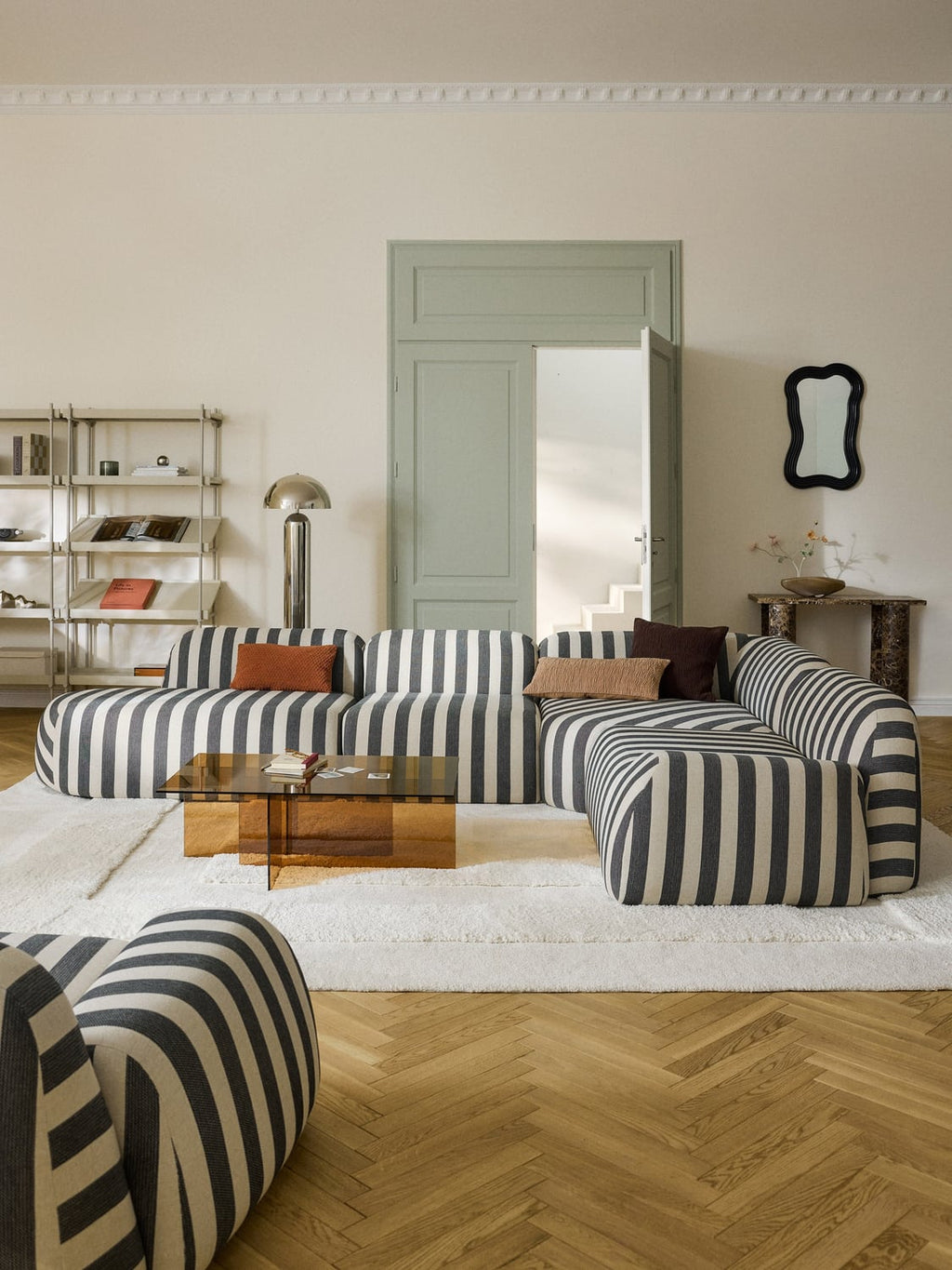 Wolke Striped Modular XL Corner Sofa (4-seater) with Chaise Longue