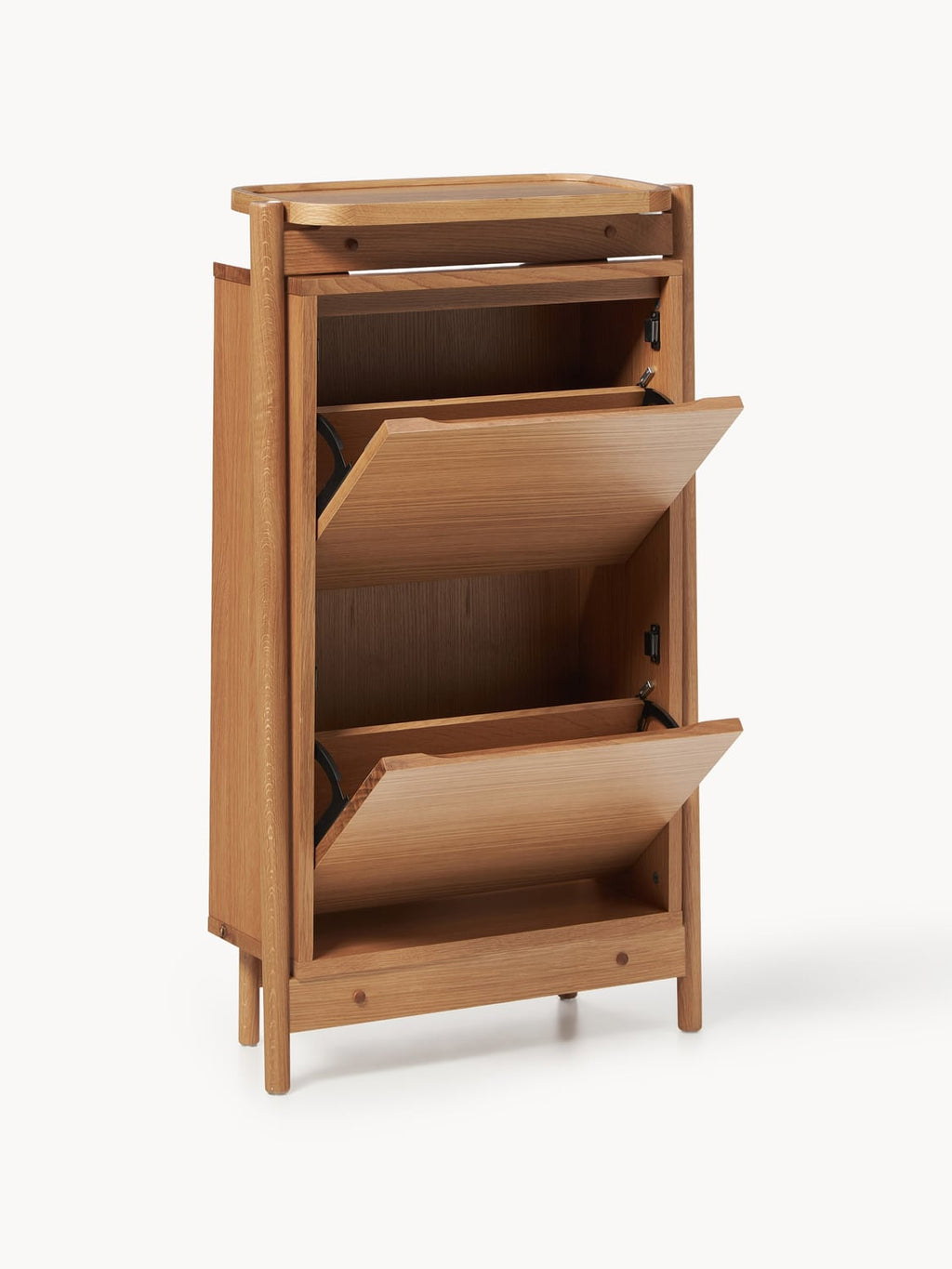 Libby Wood-Shoe Cabinet with Folding Compartments — Camel