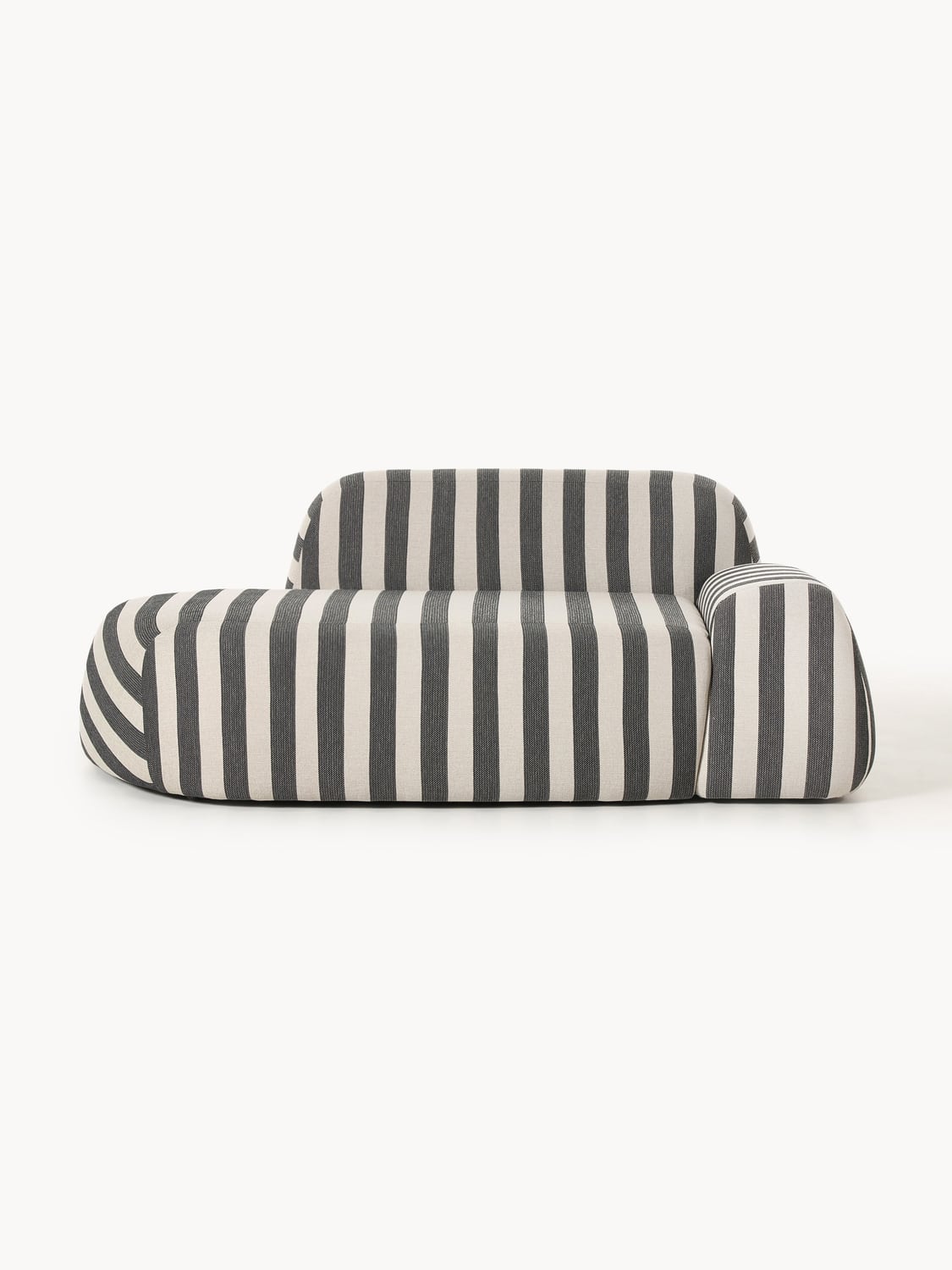 Wolke Striped Sofa (2-seater) with Chaise Longue — Warm Grey