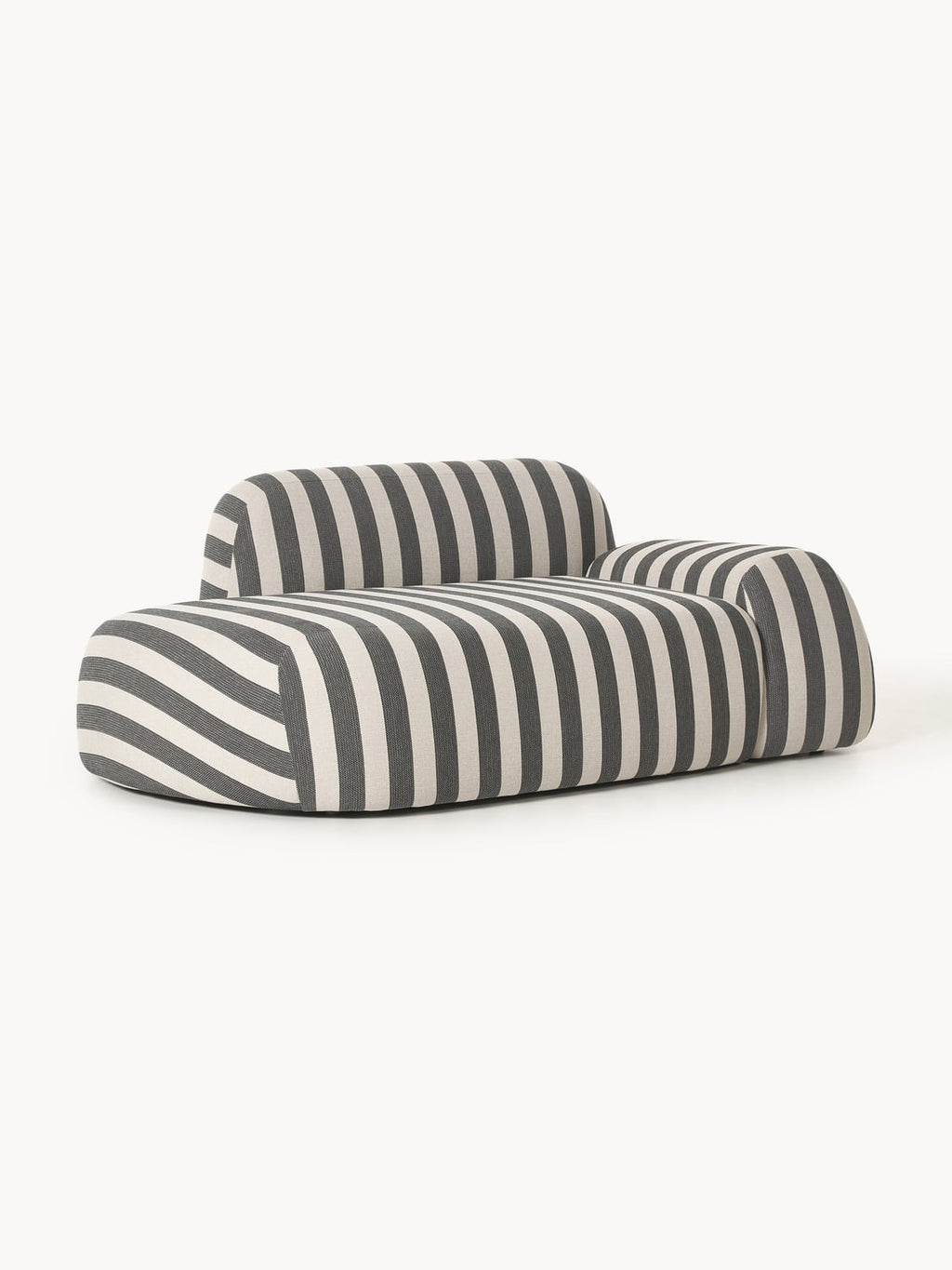 Wolke Striped Sofa (2-seater) with Chaise Longue — Warm Grey