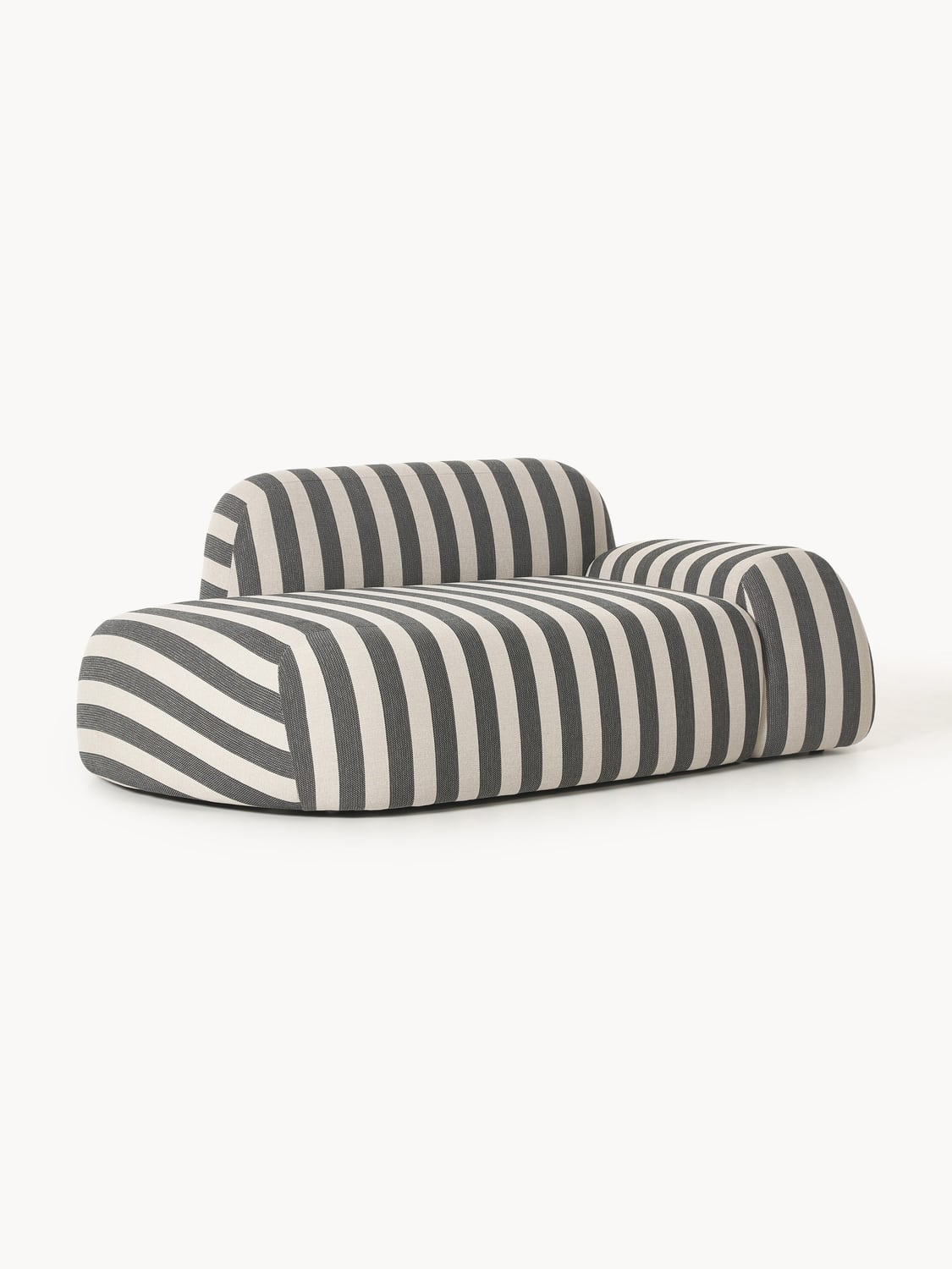 Wolke Striped Sofa (2-seater) with Chaise Longue — Warm Grey