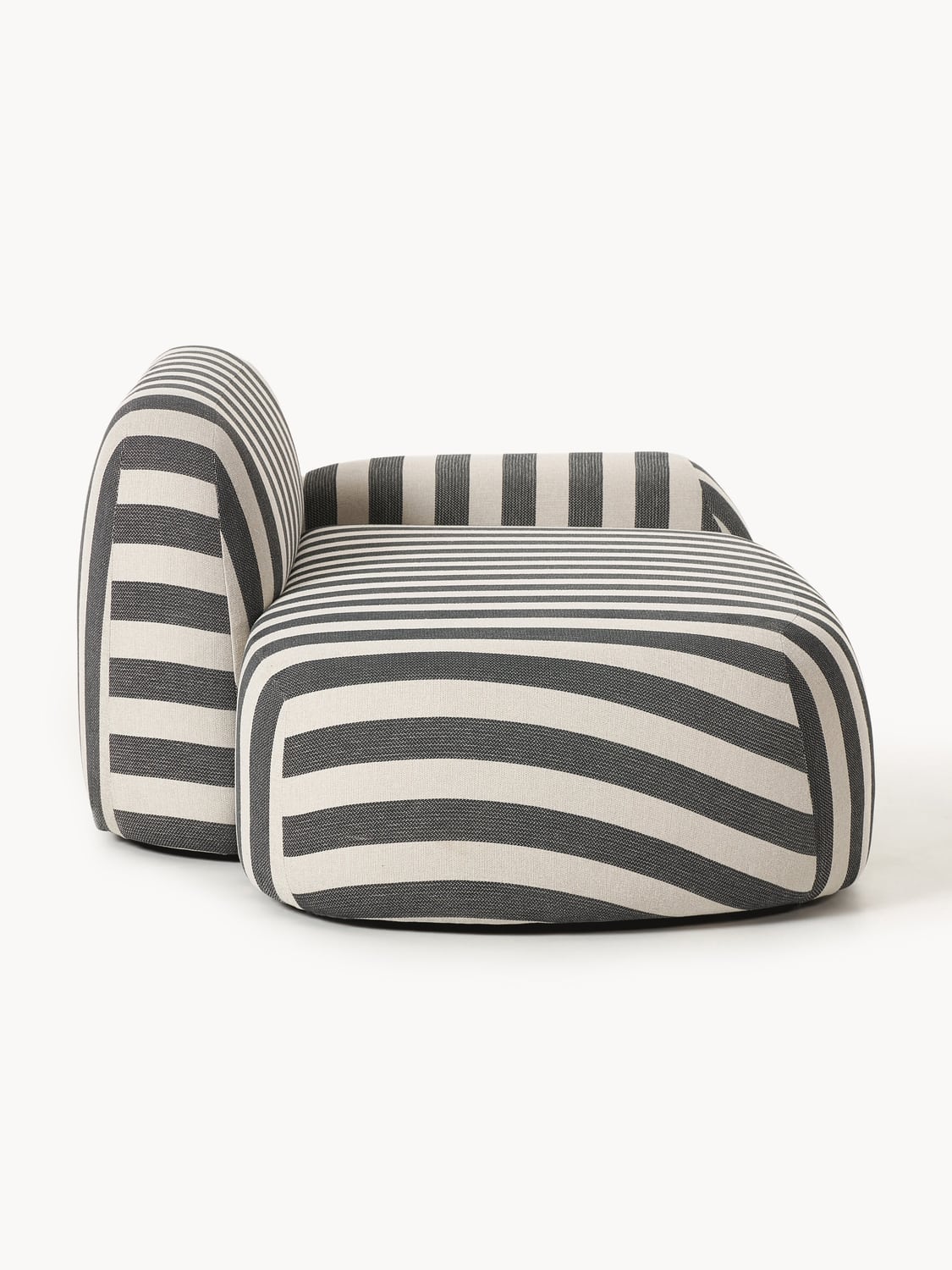 Wolke Striped Sofa (2-seater) with Chaise Longue — Warm Grey