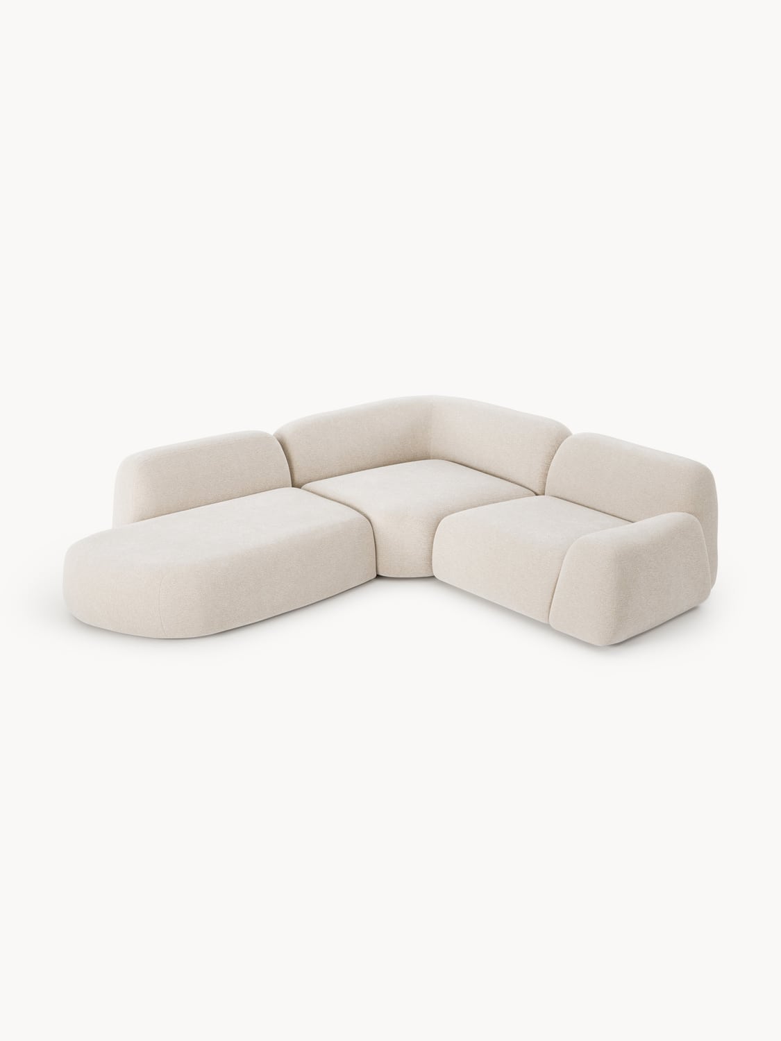 Wolke Modular Corner Sofa (4-seater) with Chaise Longue — Pearl Grey