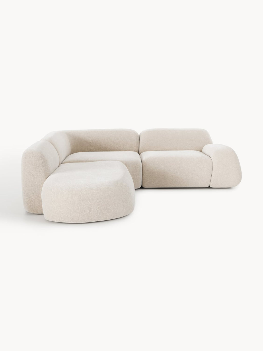 Wolke Modular Corner Sofa (4-seater) with Chaise Longue — Pearl Grey