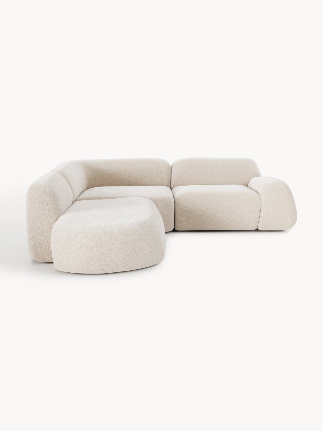 Wolke Modular Corner Sofa (4-seater) with Chaise Longue — Pearl Grey