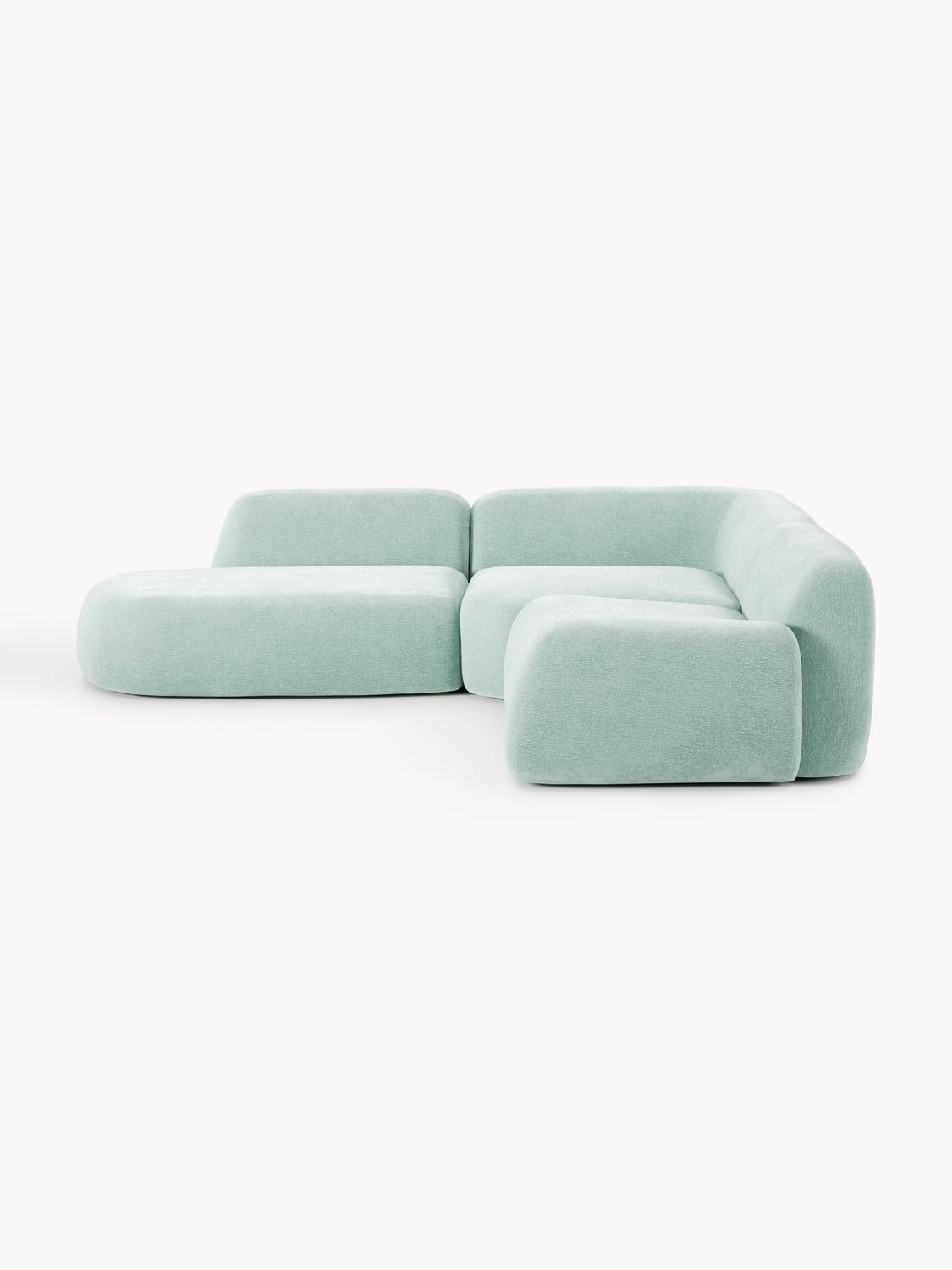 Wolke Modular Corner Sofa (4-seater) with Chaise Longue — Mist Grey