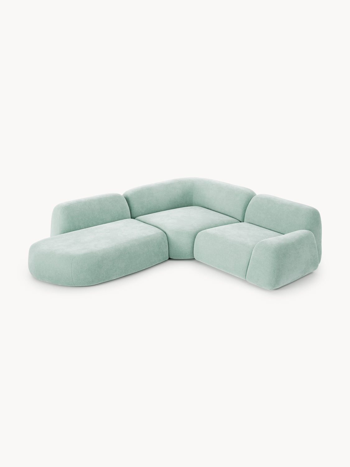 Wolke Modular Corner Sofa (4-seater) with Chaise Longue — Mist Grey
