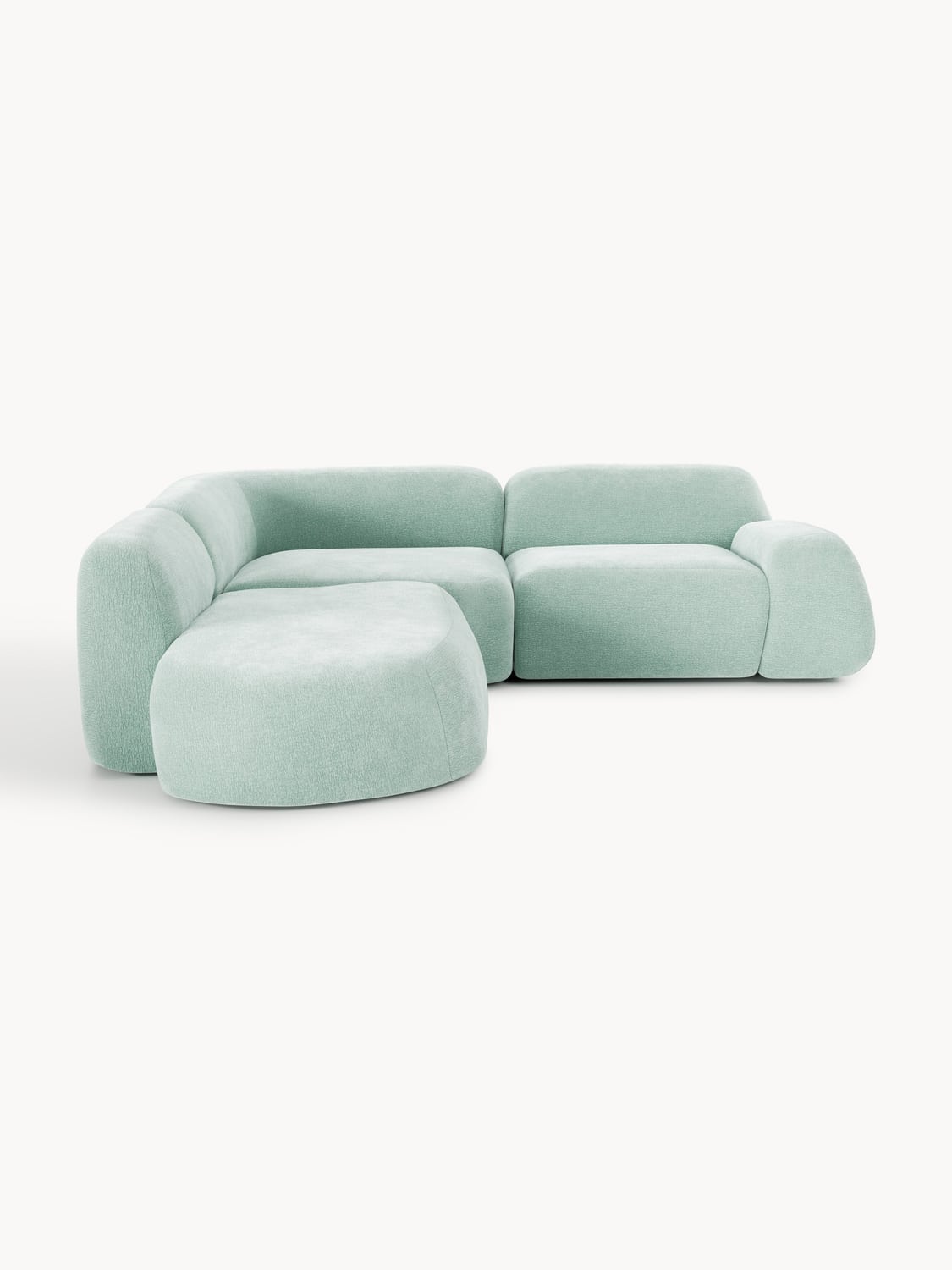 Wolke Modular Corner Sofa (4-seater) with Chaise Longue — Mist Grey