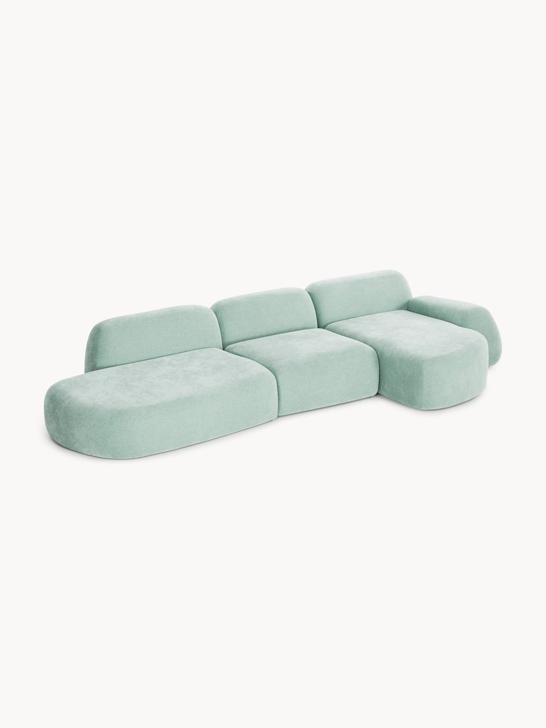 Wolke Modular Corner Sofa (4-seater) with Chaise Longue — Dove Grey