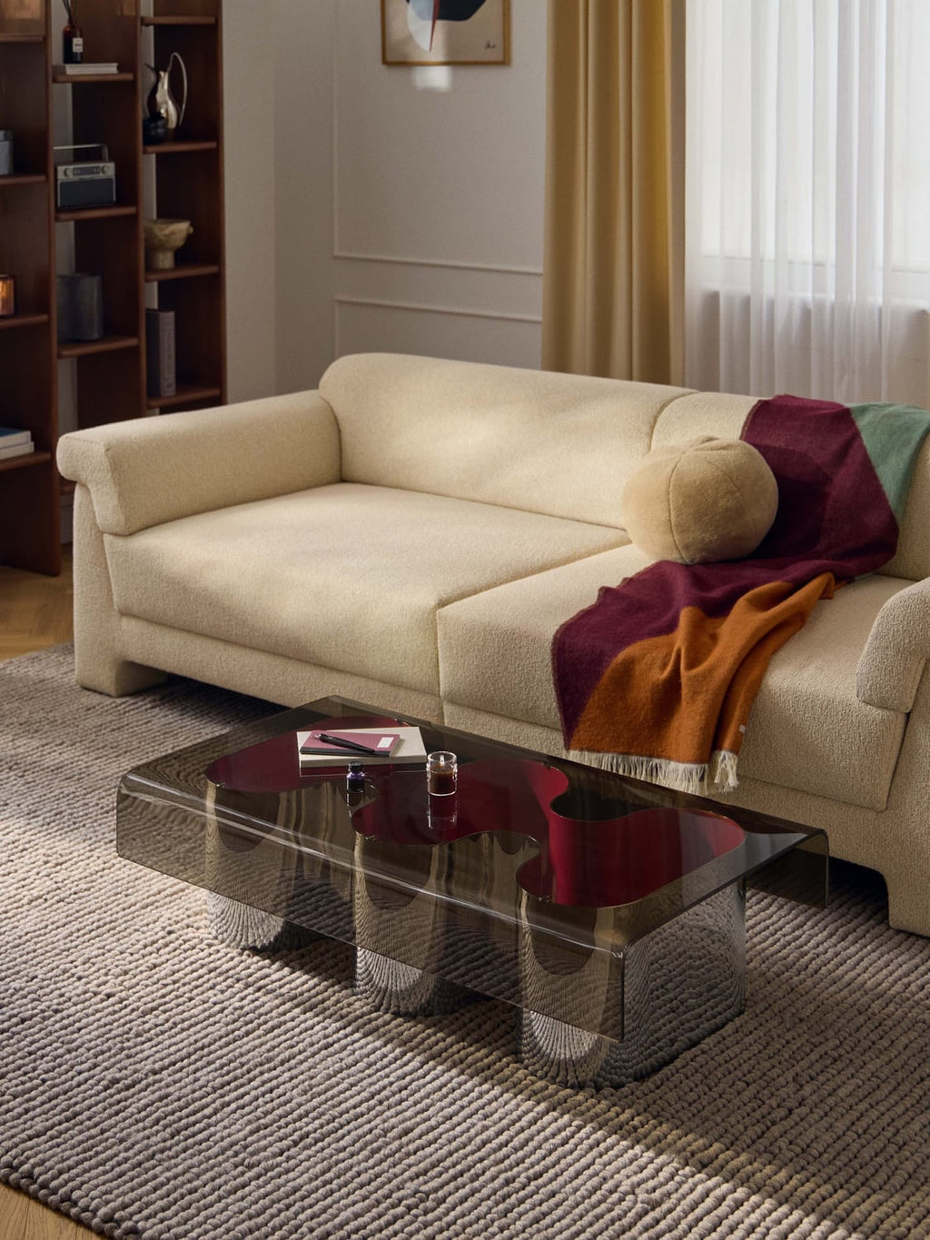 Jouri Coffee Table with Glass Top — Taupe