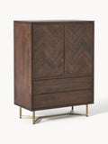 Luca Highboard in Mango Wood with Herringbone Pattern
