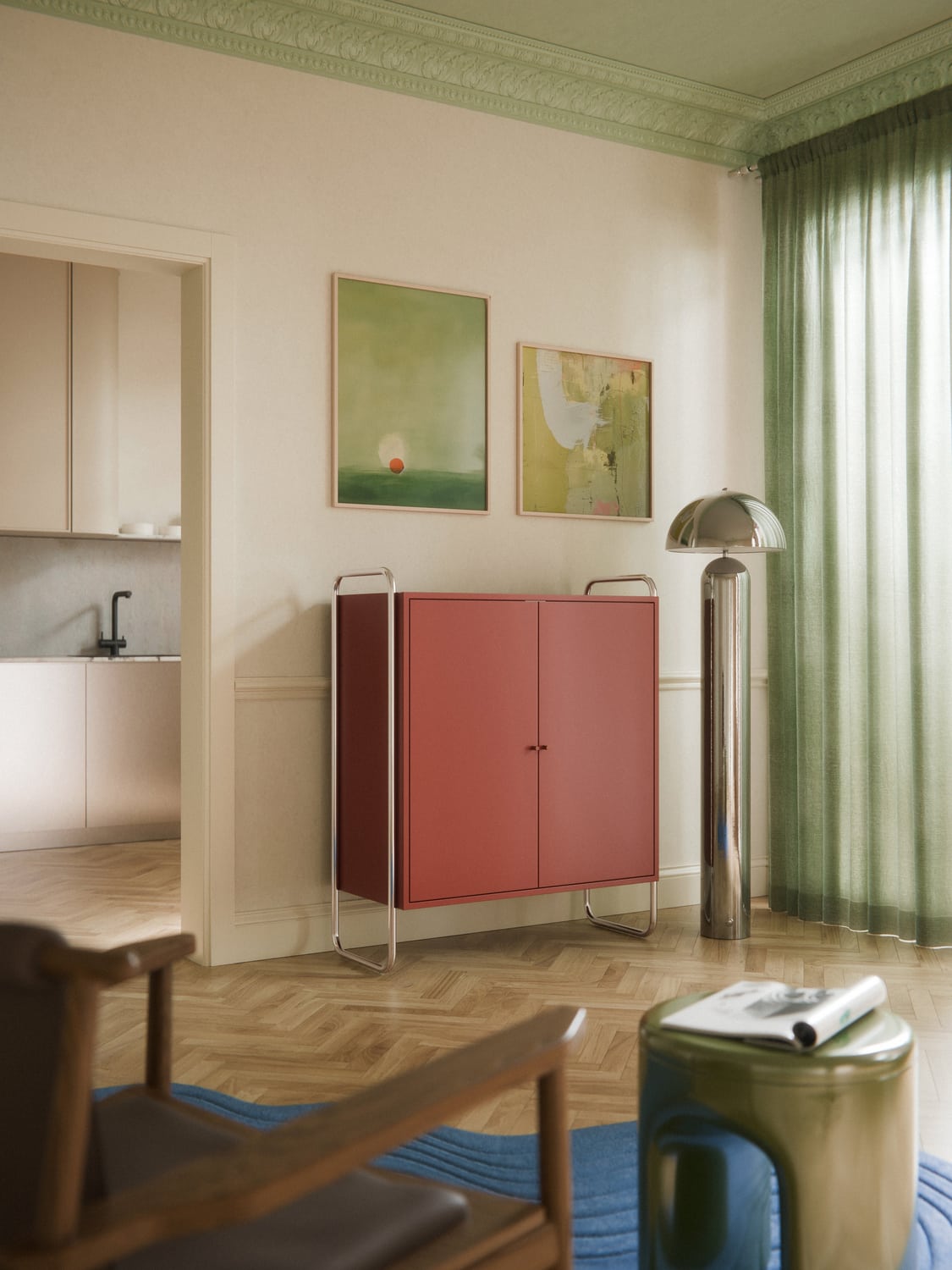 Robyn Metal-Highboard — Burgundy