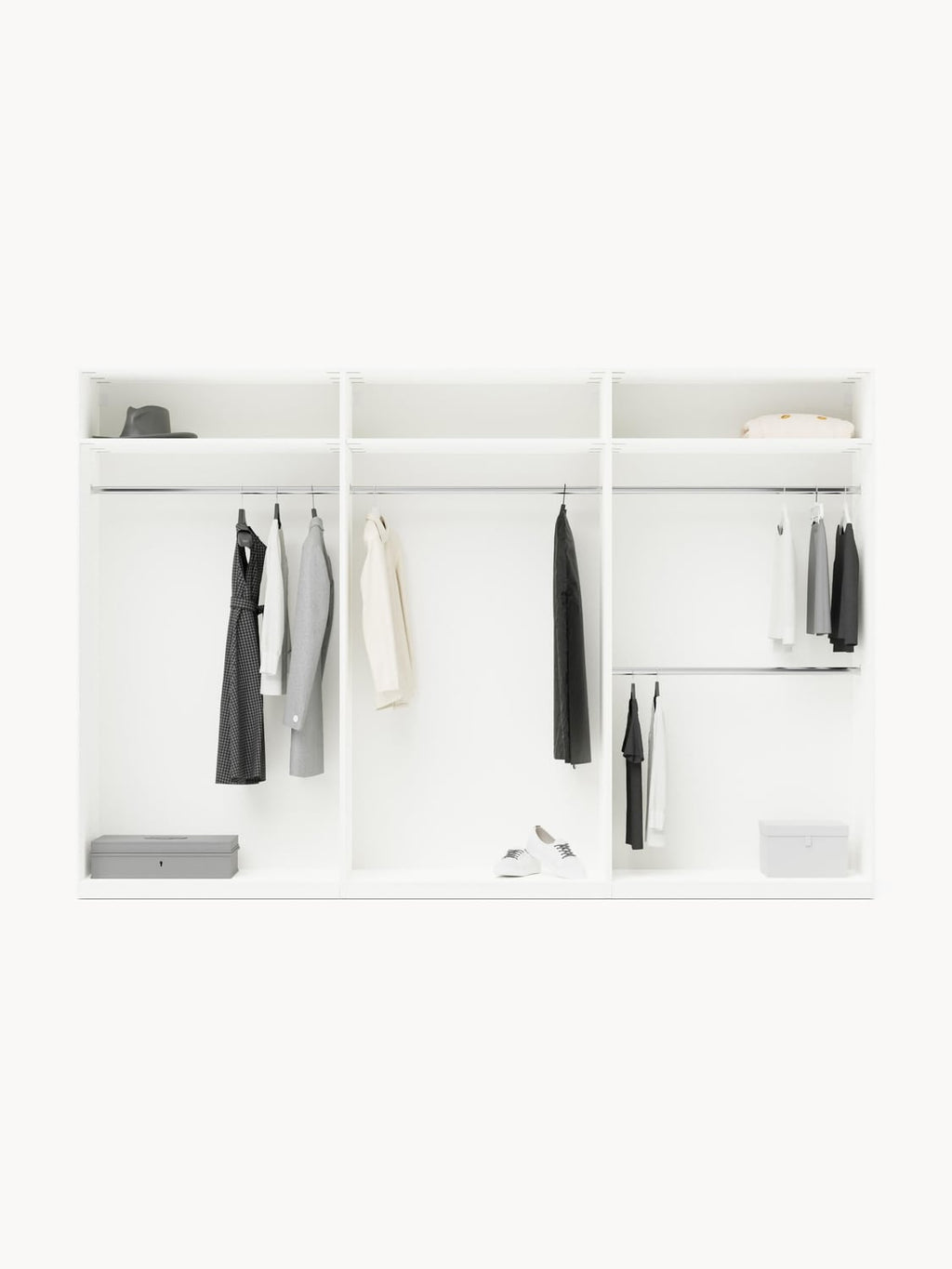 Charlotte Modular Hinged-Door Wardrobe, 100 cm Width, in various sizes — Ivory