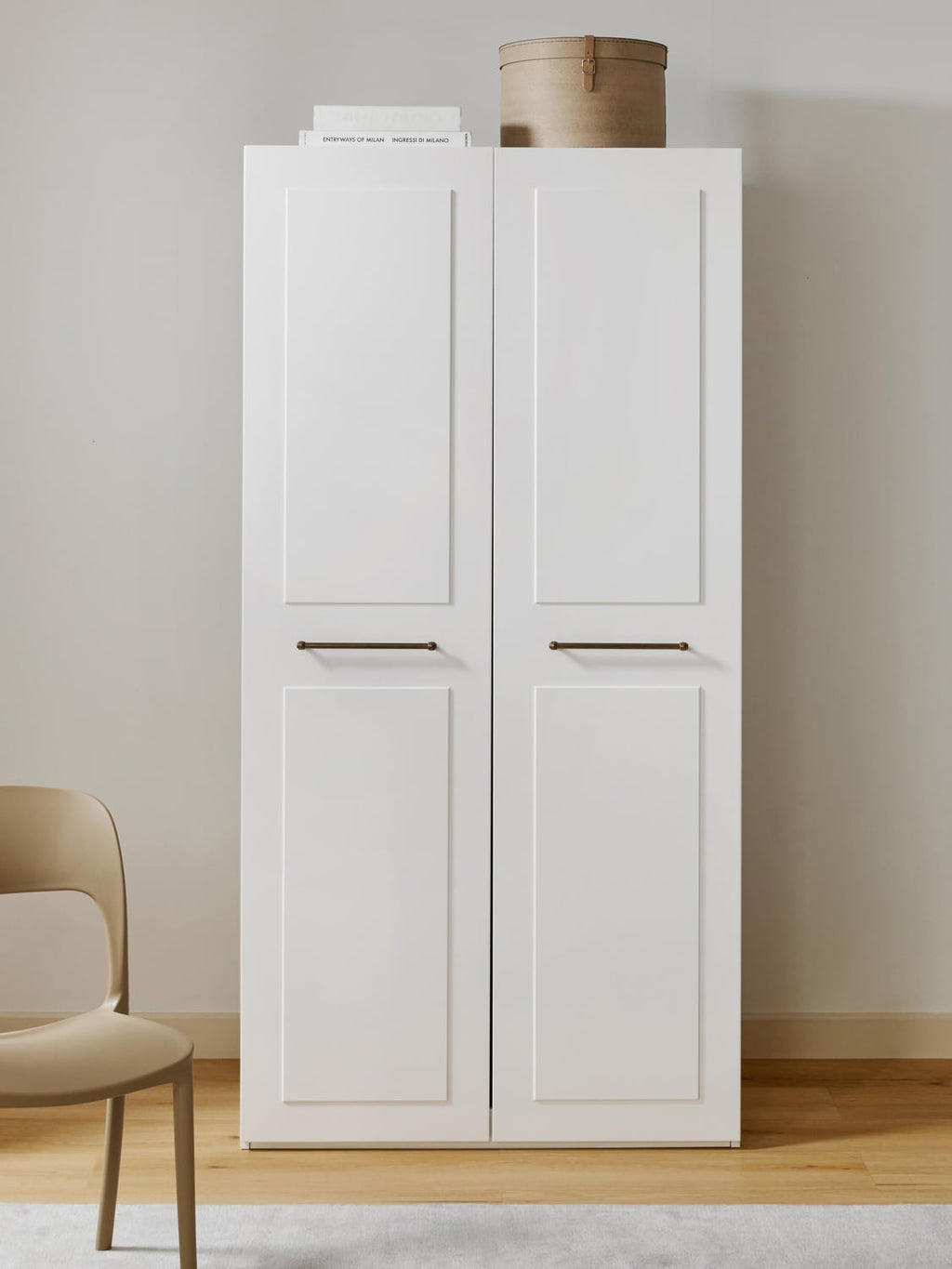 Charlotte Modular Hinged-Door Wardrobe, 100 cm Width, in various sizes — Cream