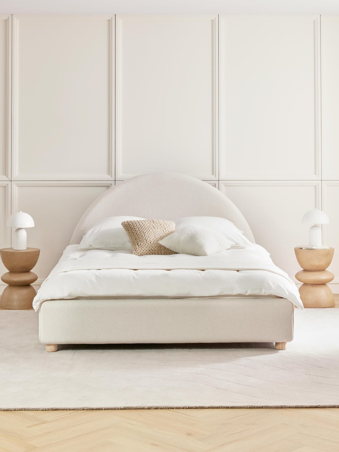 Ebba Upholstered Bed with Storage — Light Grey
