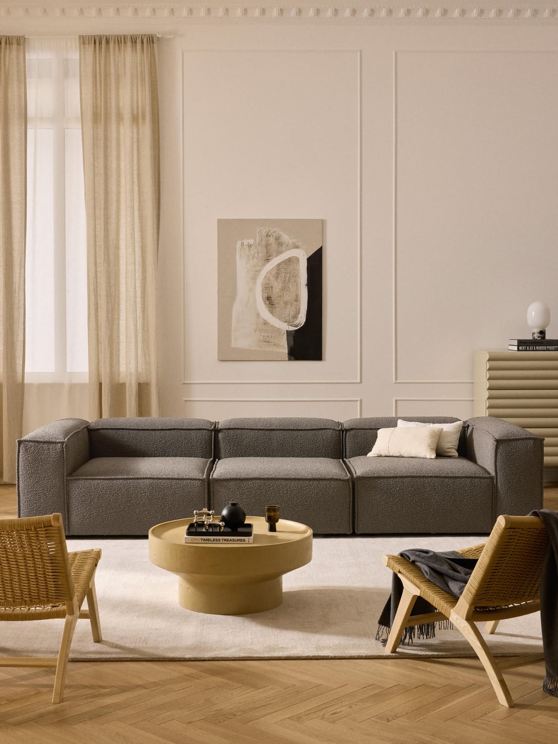 Lennon Modular Sofa (4-seater) in Bouclé — Dark Grey
