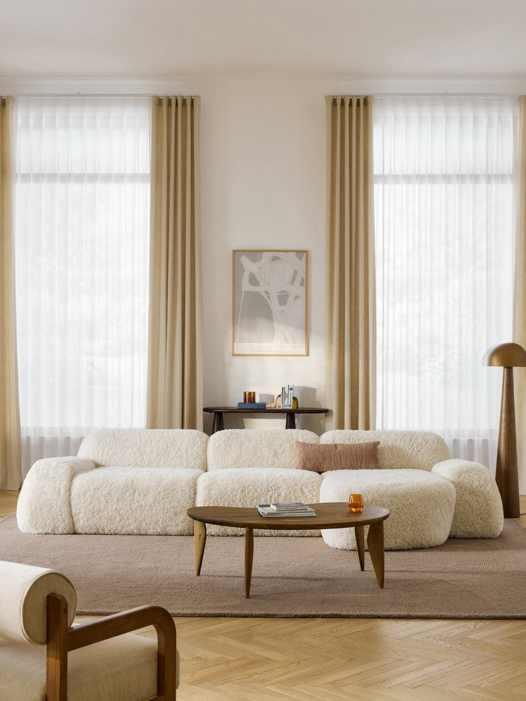 Wolke Modular Teddy-Corner Sofa (4-seater) — Off-White