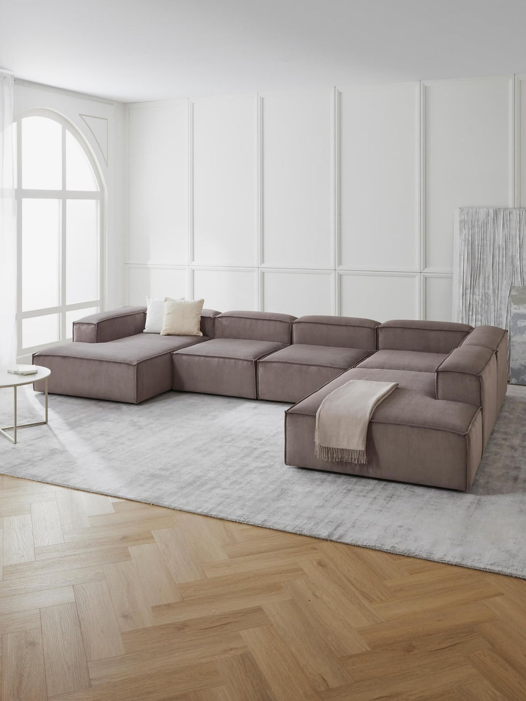 Lennon Modular XL Sofa in Corduroy — Warm Grey