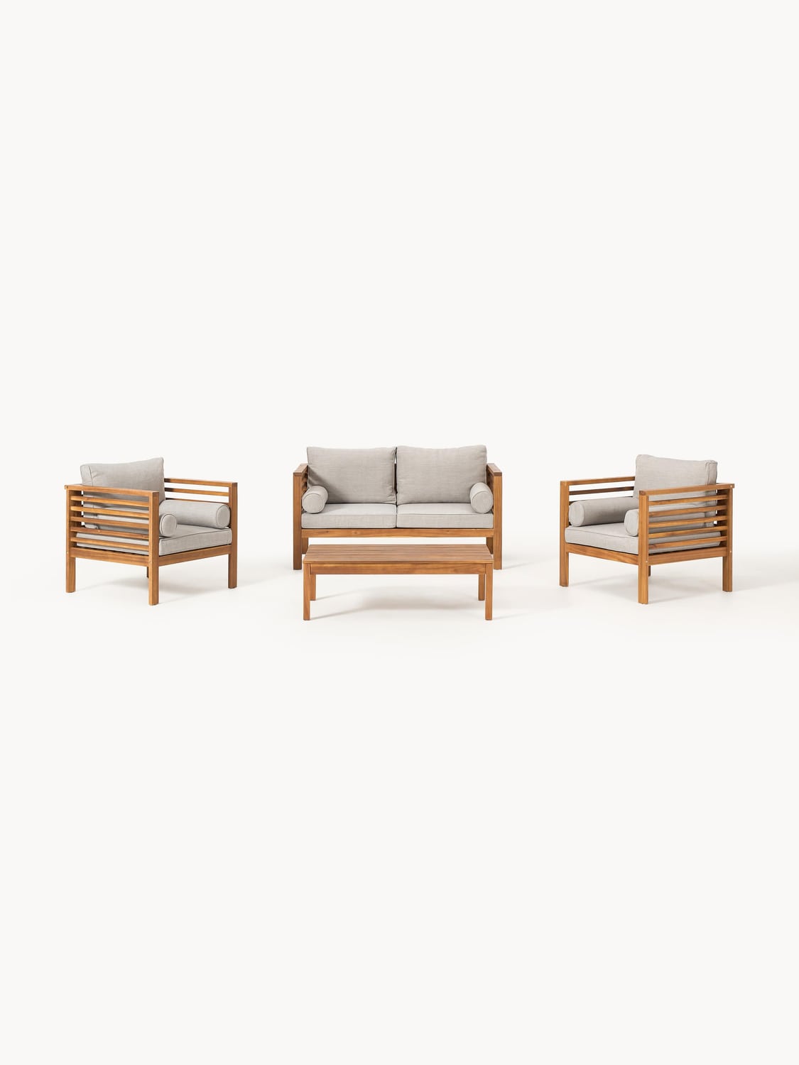 Bo Garden Lounge Set in Acacia, set of 4 — Oatmeal