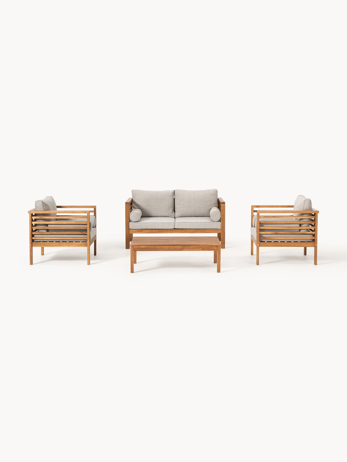 Bo Garden Lounge Set in Acacia, set of 4 — Oatmeal