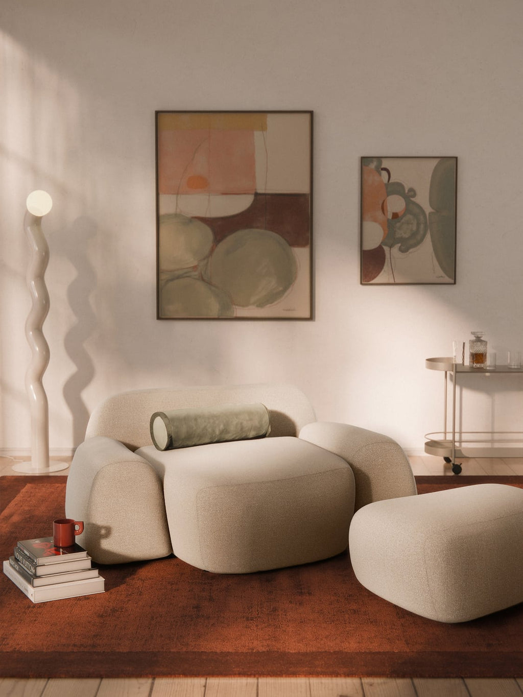 Wolke Bouclé-XL-Lounge Chair — Light Grey