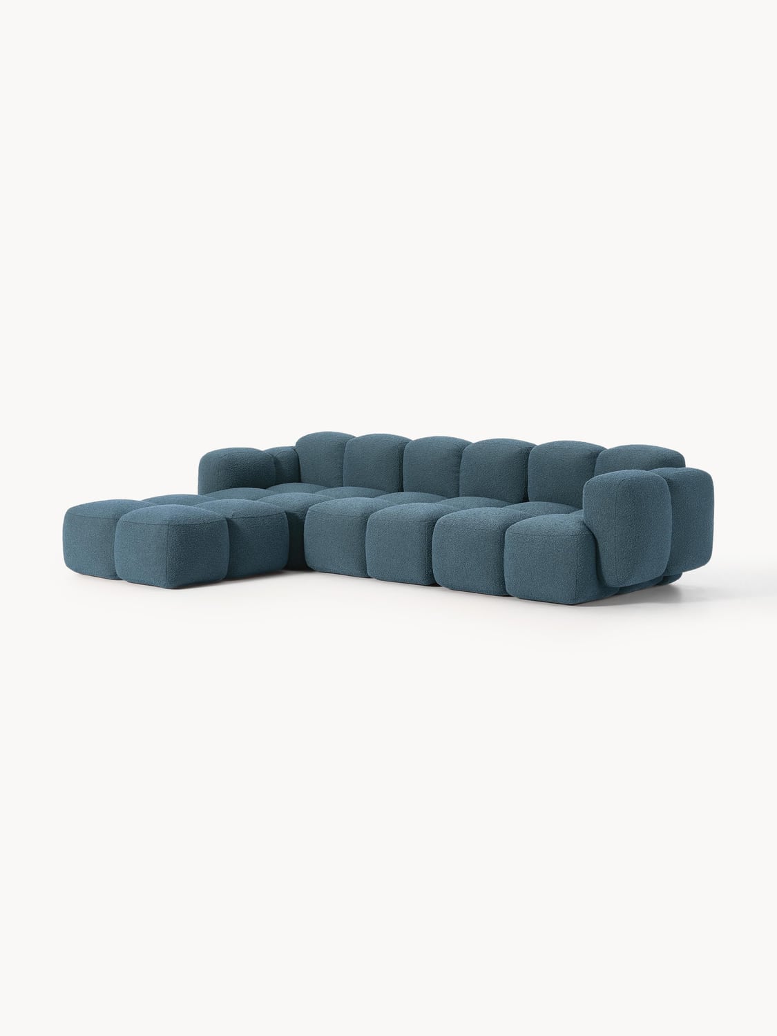 Tayla Modular Sofa (4-seater) in Bouclé with Ottoman (left/right) — Dark Grey