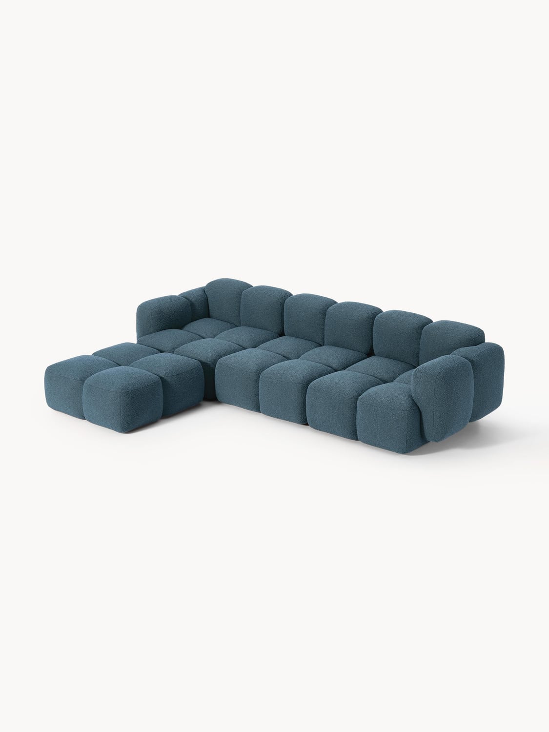Tayla Modular Sofa (4-seater) in Bouclé with Ottoman (left/right) — Dark Grey