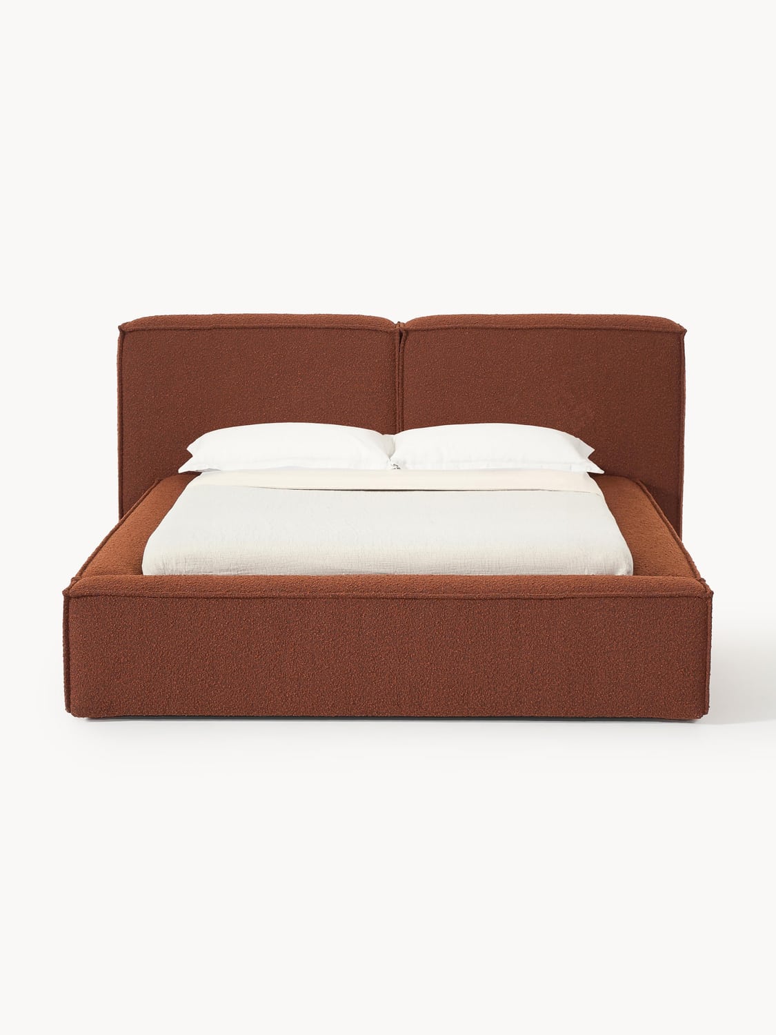 Lennon Bouclé Upholstered Bed — Terracotta